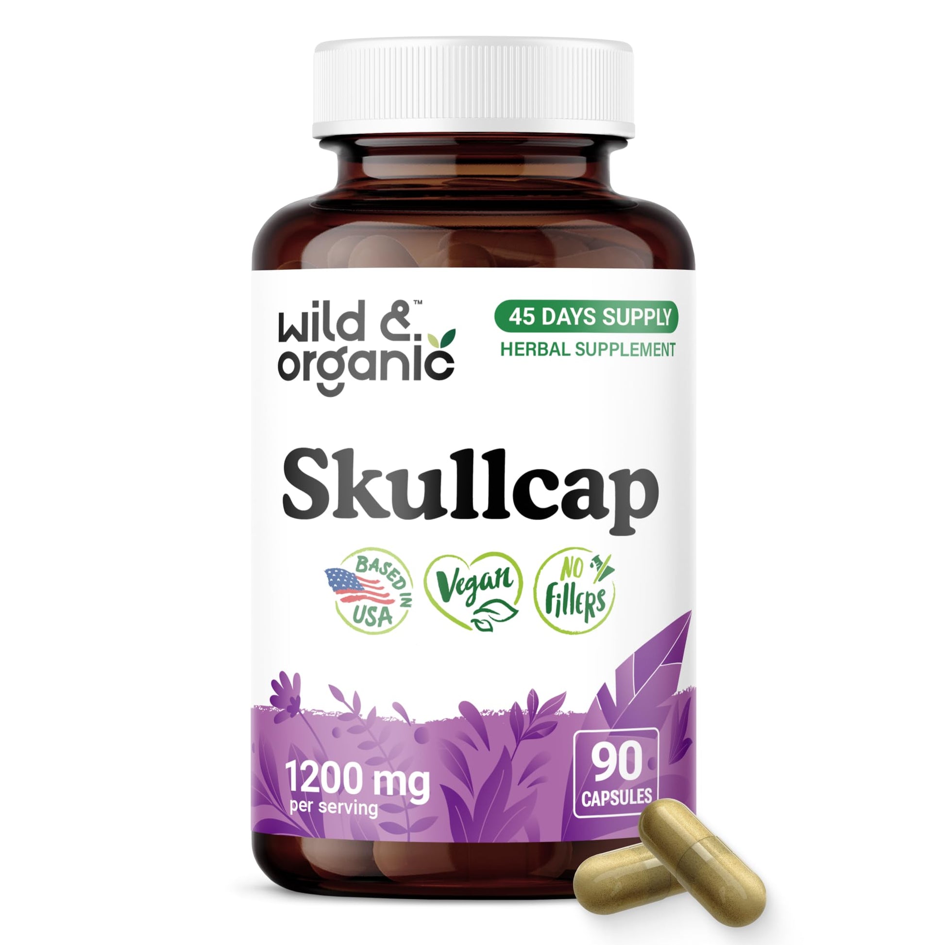 Wild & Organic Skullcap Capsule 1200 mg, 90 Count