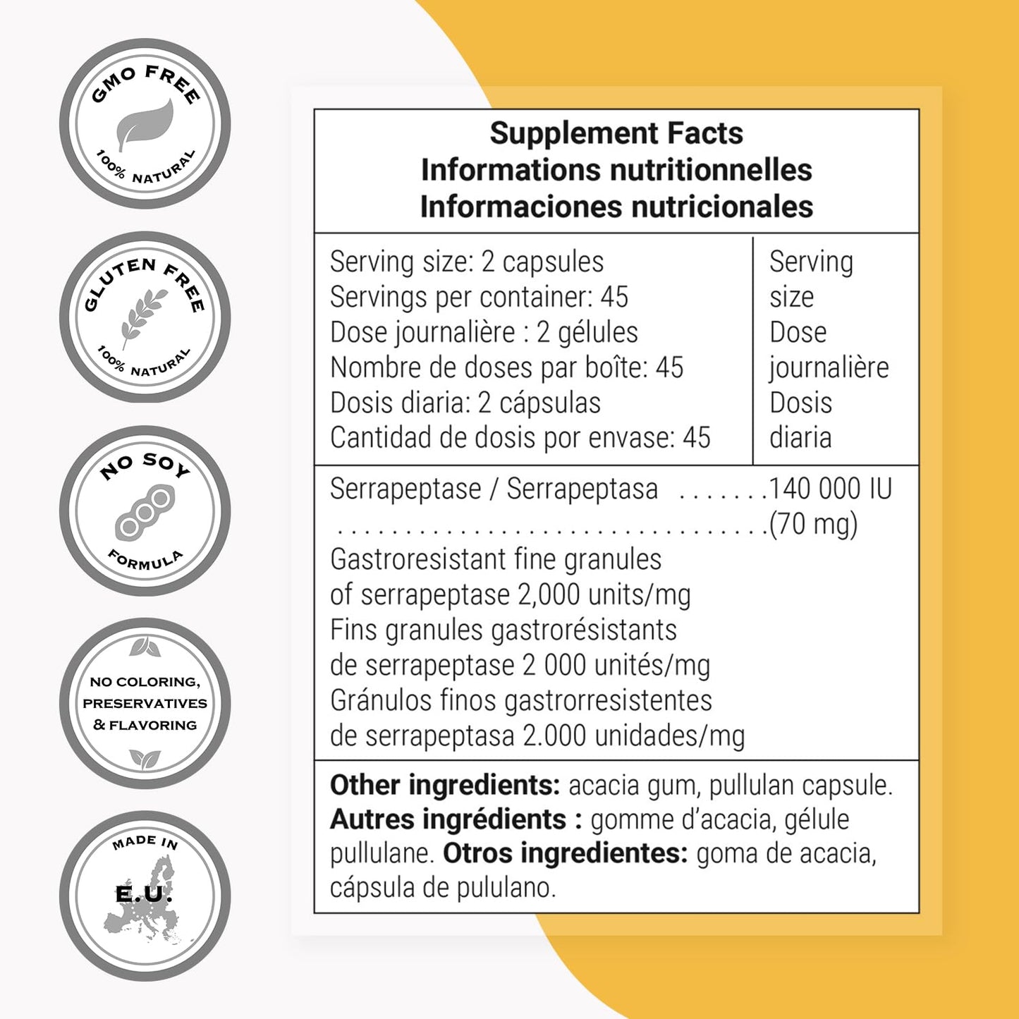 Supersmart Serrapeptase 140000IU Bioactive Proteolytic Enzyme - Serratia Peptidase Supplement Capsules 90