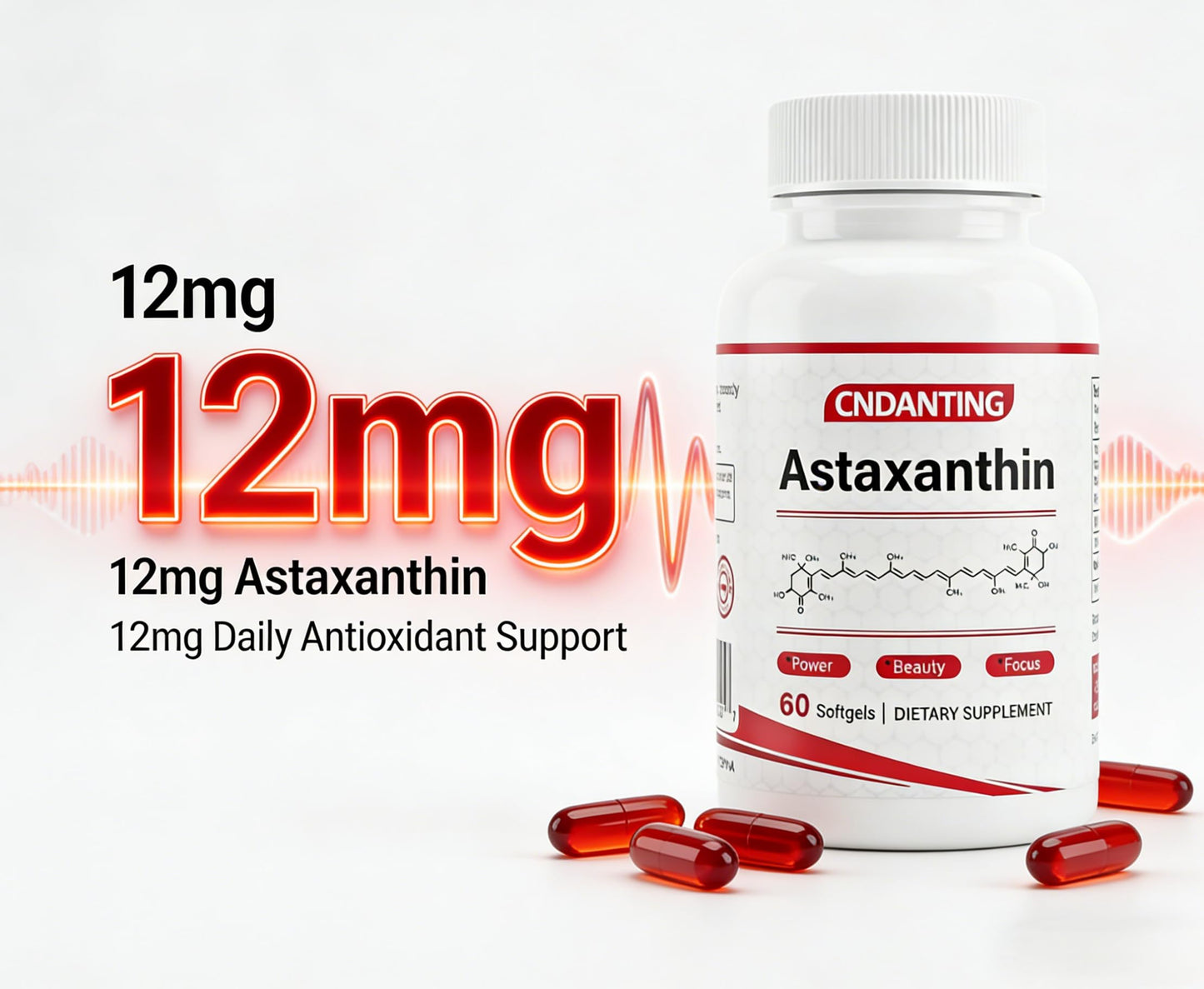 CNDANTING Astaxanthin 12mg Capsule 60 Count