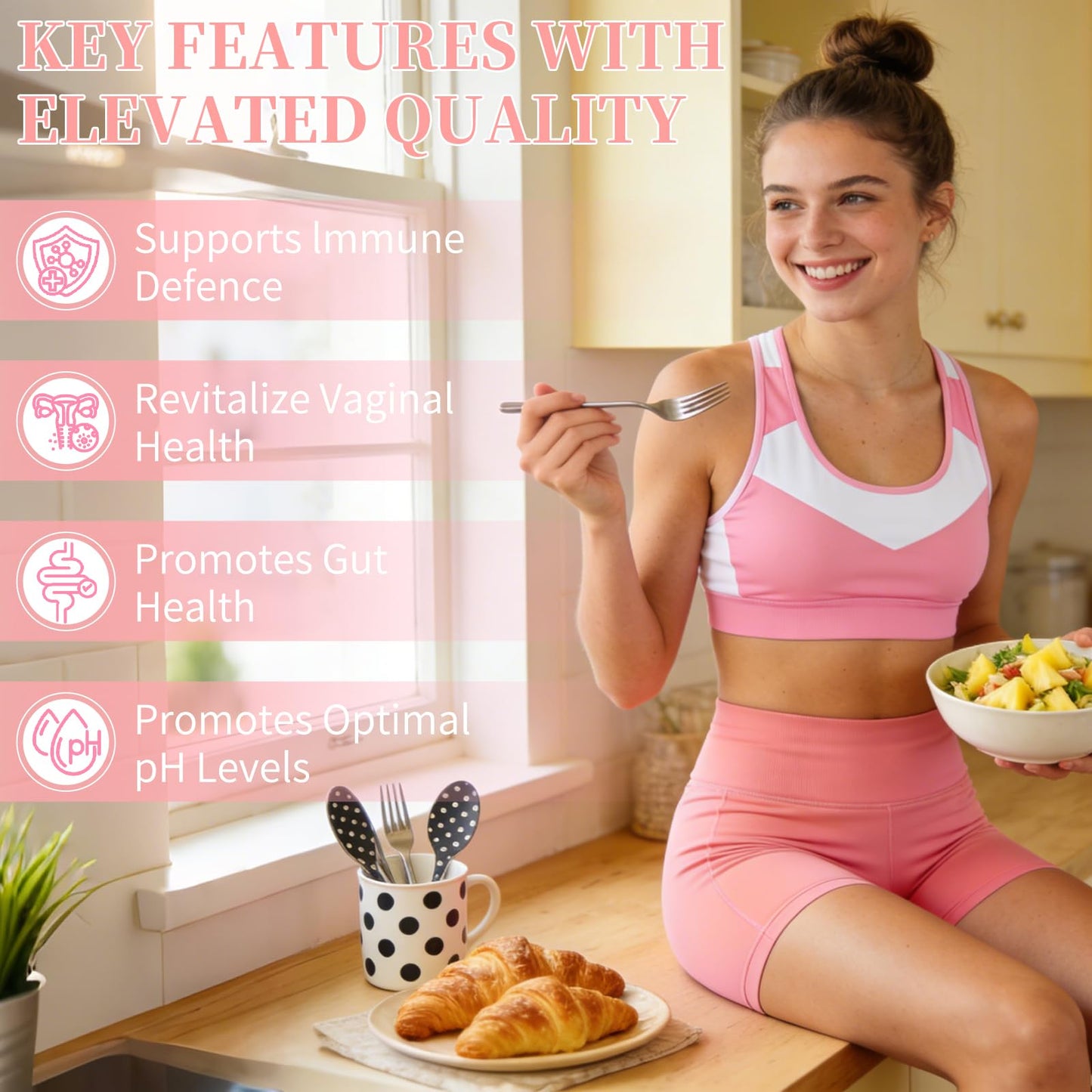 Taeci Premium Feminine Balance Gummies for Women, Probiotic Supplement, 60 Gummies