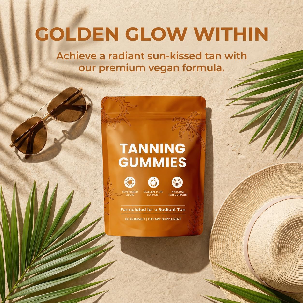 Bruiseweed Skin Tanning Gummies, Carotenoid Beauty Blend with Beta-Carotene, Lycopene, Astaxanthin & Vitamin C & E for Natural Looking Glow, Non-GMO, Vegan, Sugar Free, 60 Count