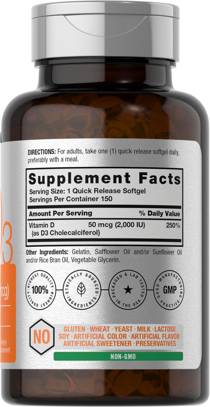 Horbäach Vitamin D3 2000IU Softgels 150 Count