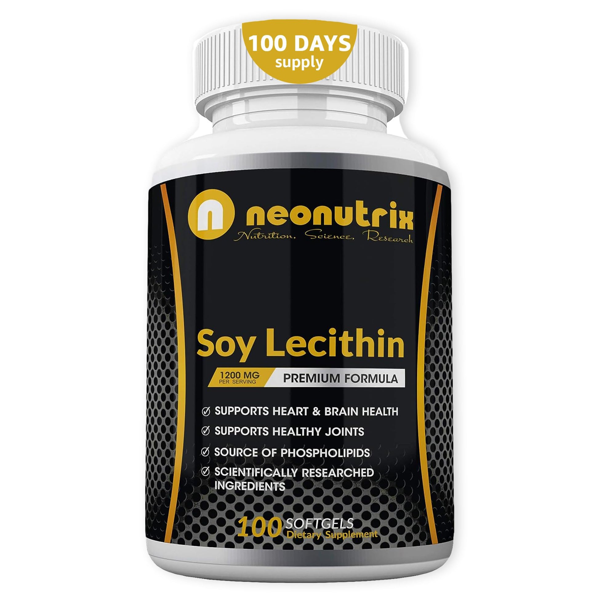 N NEONUTRIX NUTRITION, SCIENCE, RESEARCH Soy Lecithin Capsules 1200mg, 100 Capsules