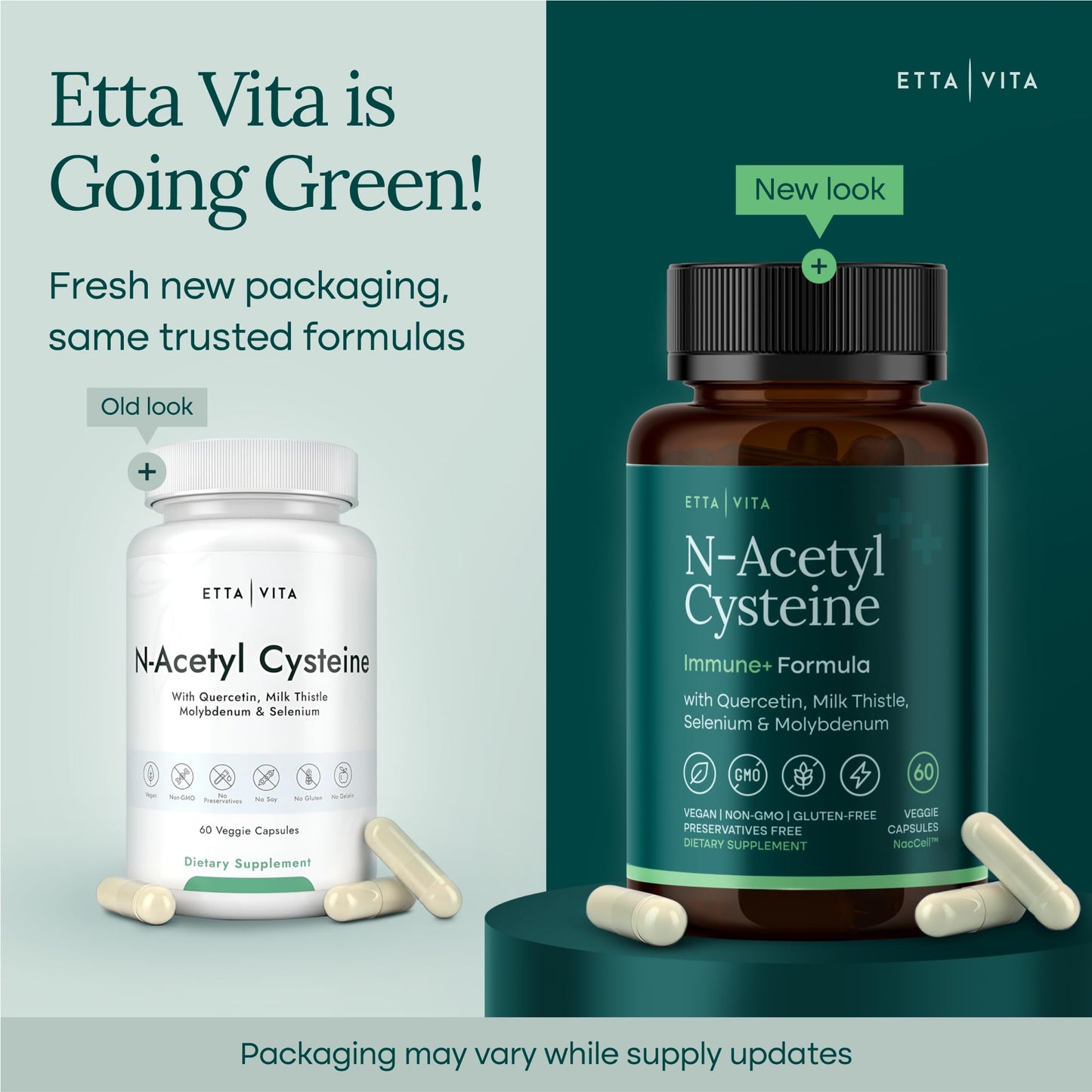 Etta Vita NAC Supplement N-Acetyl Cysteine 600mg - Liver & Immune Support, 60 Capsules