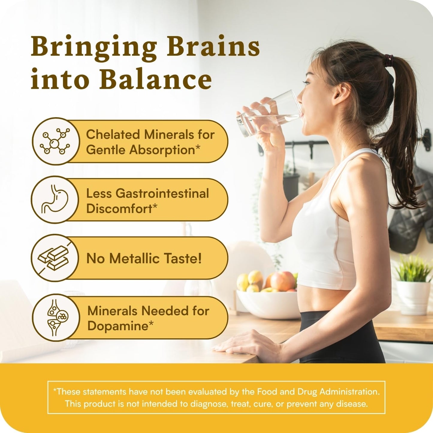 Accentrate Minerals 110 Brain Ready Nutrition for Teens and Adults – Chelated Magnesium, Zinc, Iron – Mental Wellness Mineral Supplement for Focus, Mood & Brain Support – 90 Capsules
