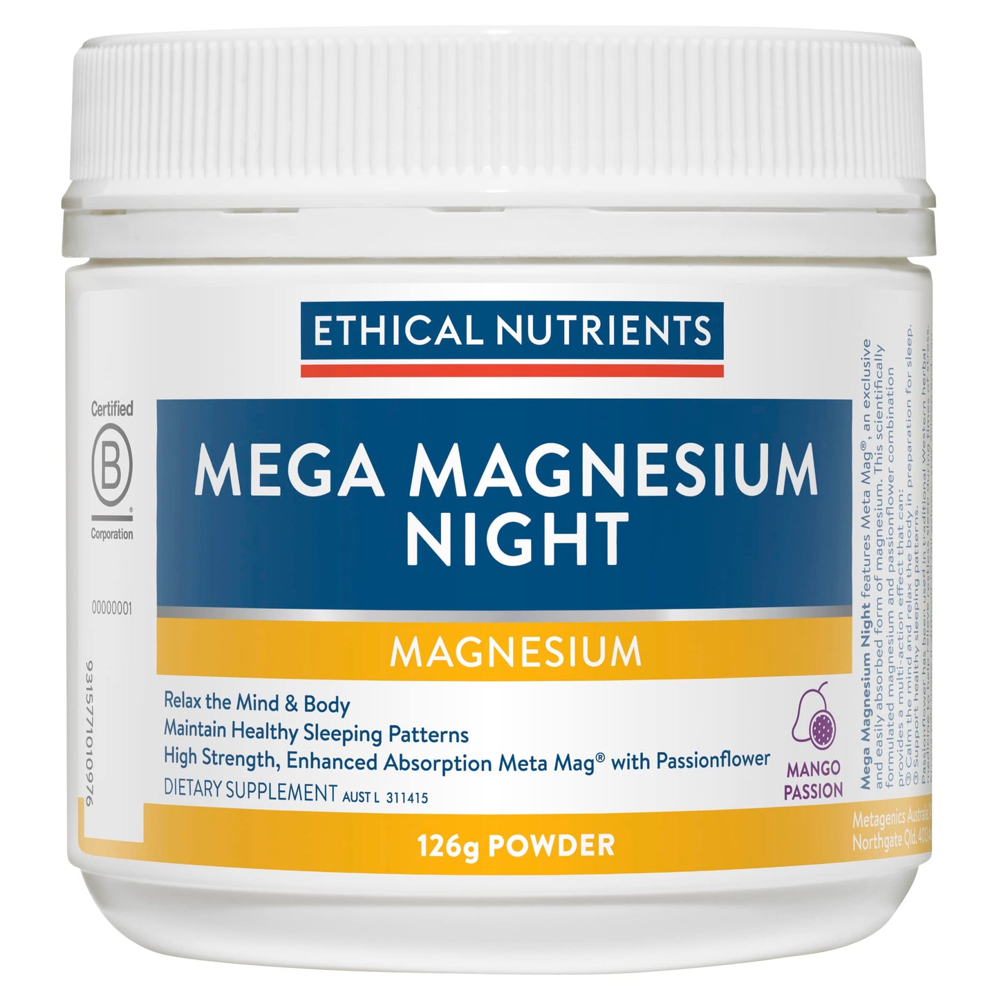 Ethical Nutrients Mega Magnesium Night Powder 1 Count