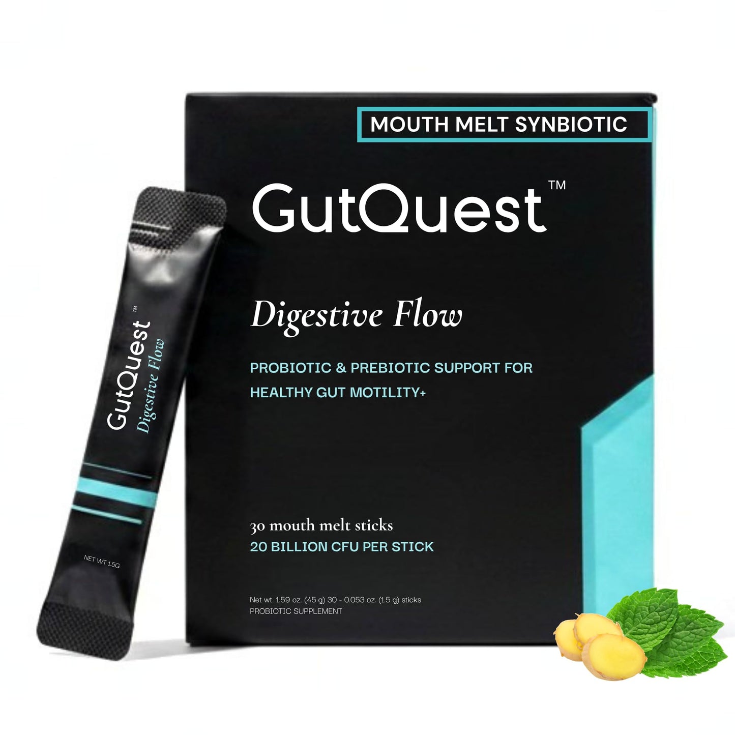 GutQuest Digestive Flow Probiotic + Prebiotic Powder, 1.58 oz