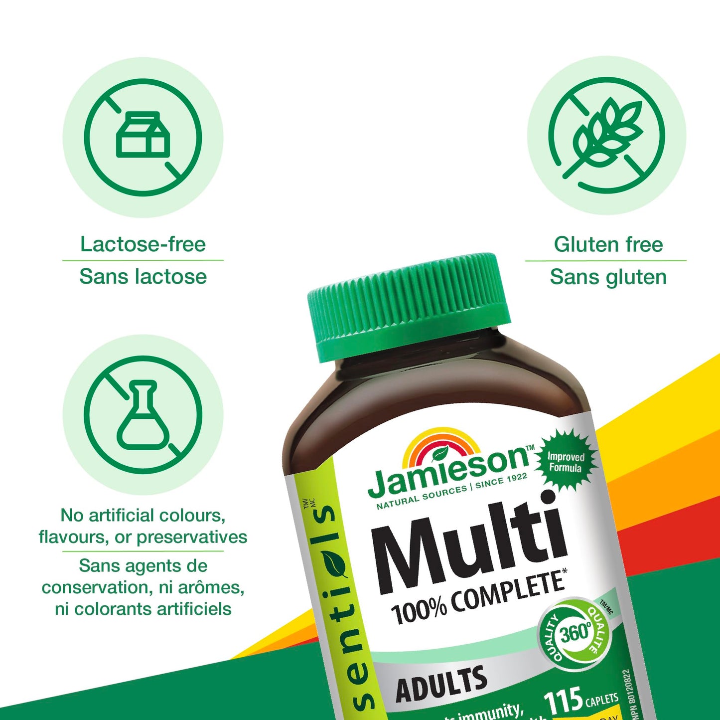 Jamieson Laboratories 100% Complete Multivitamin for Adults Caplet, 1 Count