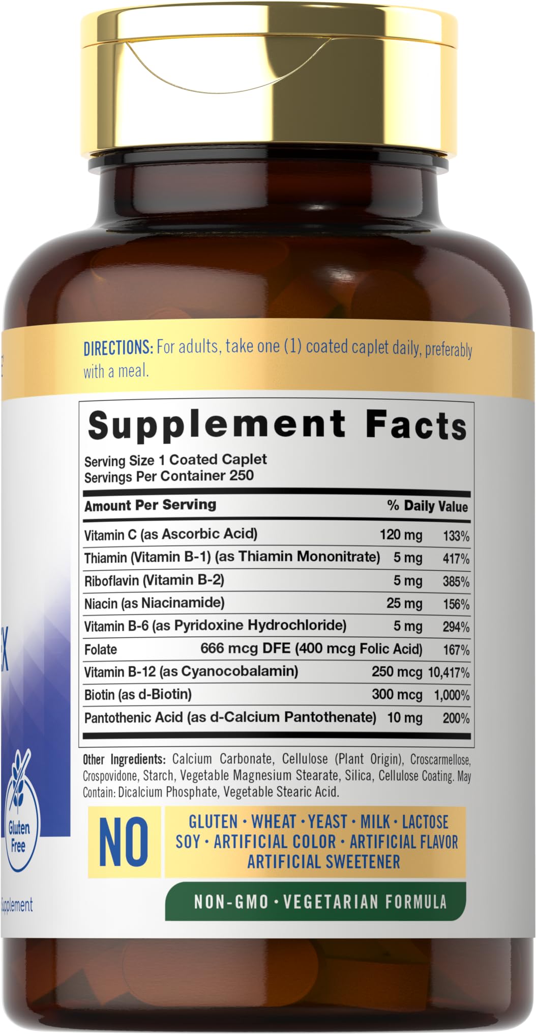 Carlyle Vitamin B Complex Vitamins Caplets, 250 Count