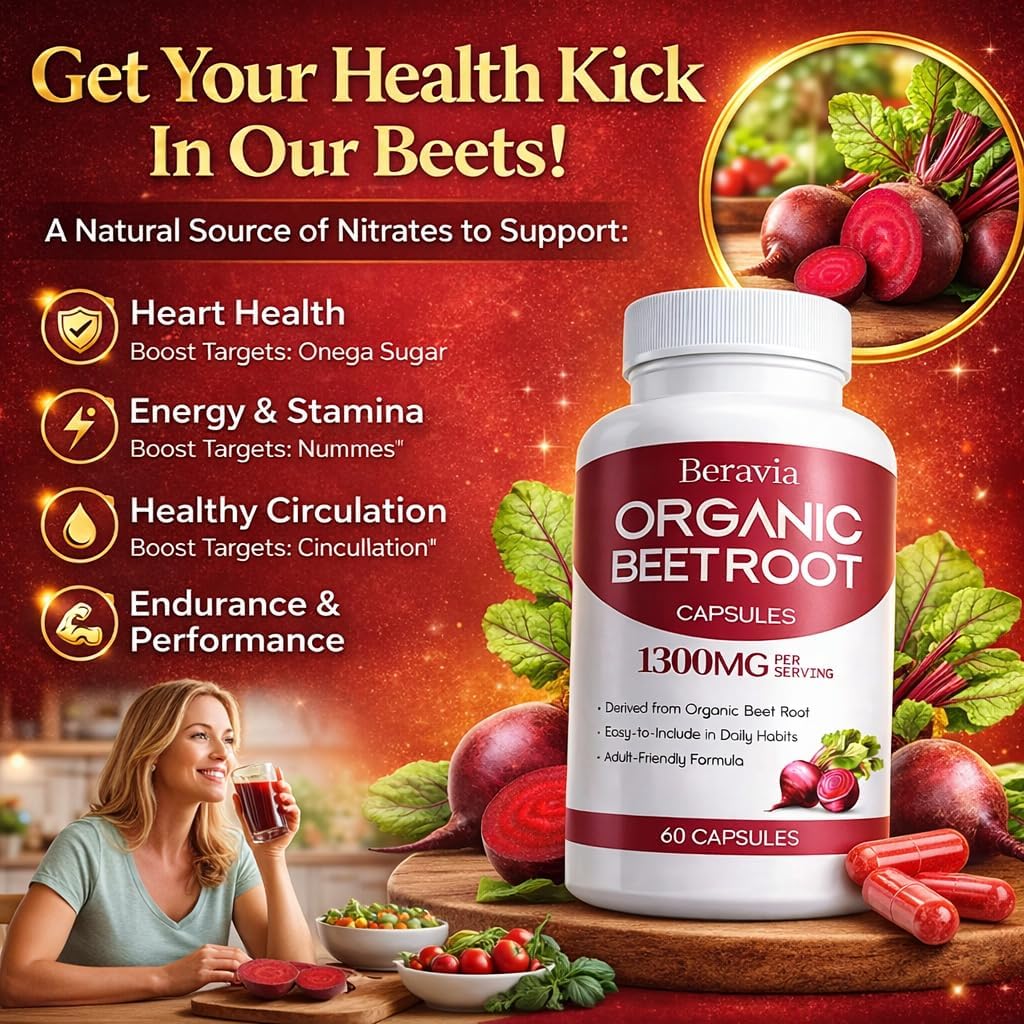 Beravia Organic Beet Root Softgel 1300mg, 60 Softgels