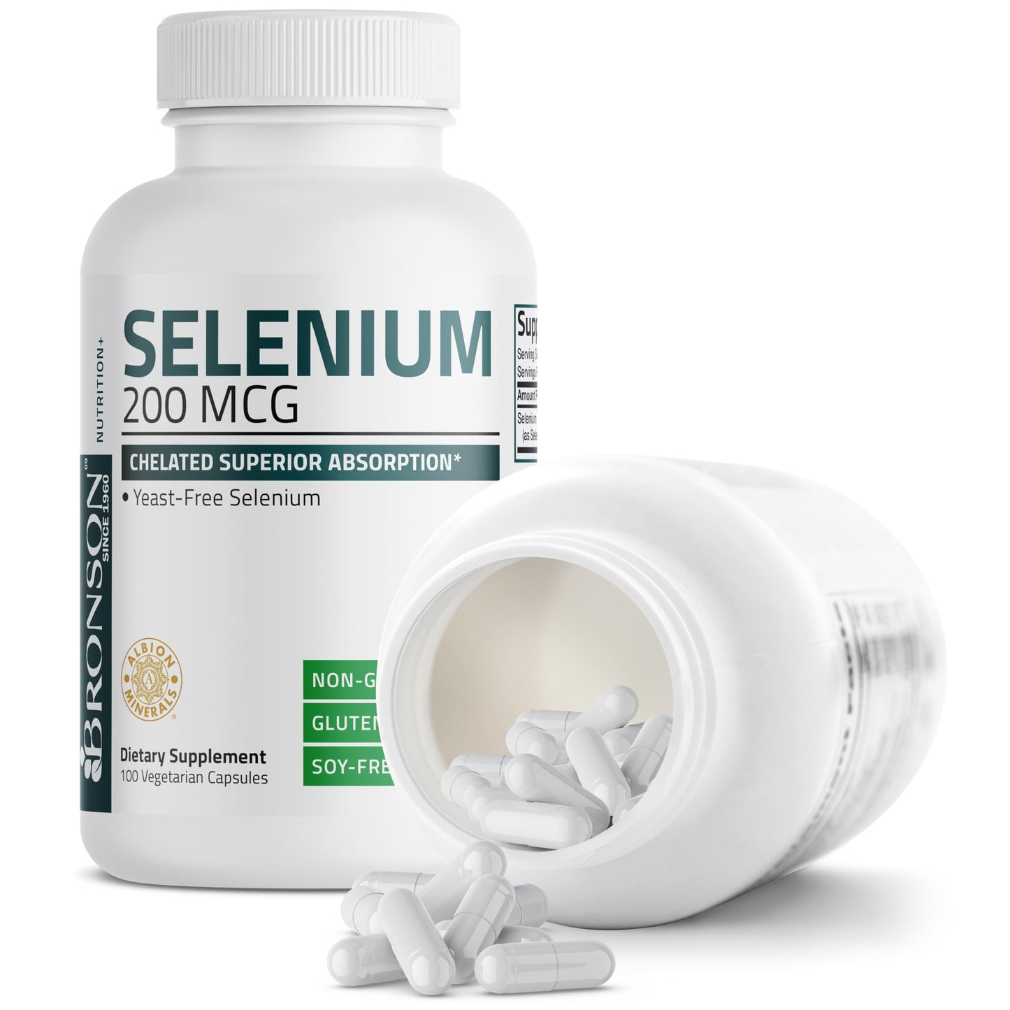Bronson Selenium 200 mcg Albion Chelated Amino Acid Complex Capsules, 100 Count
