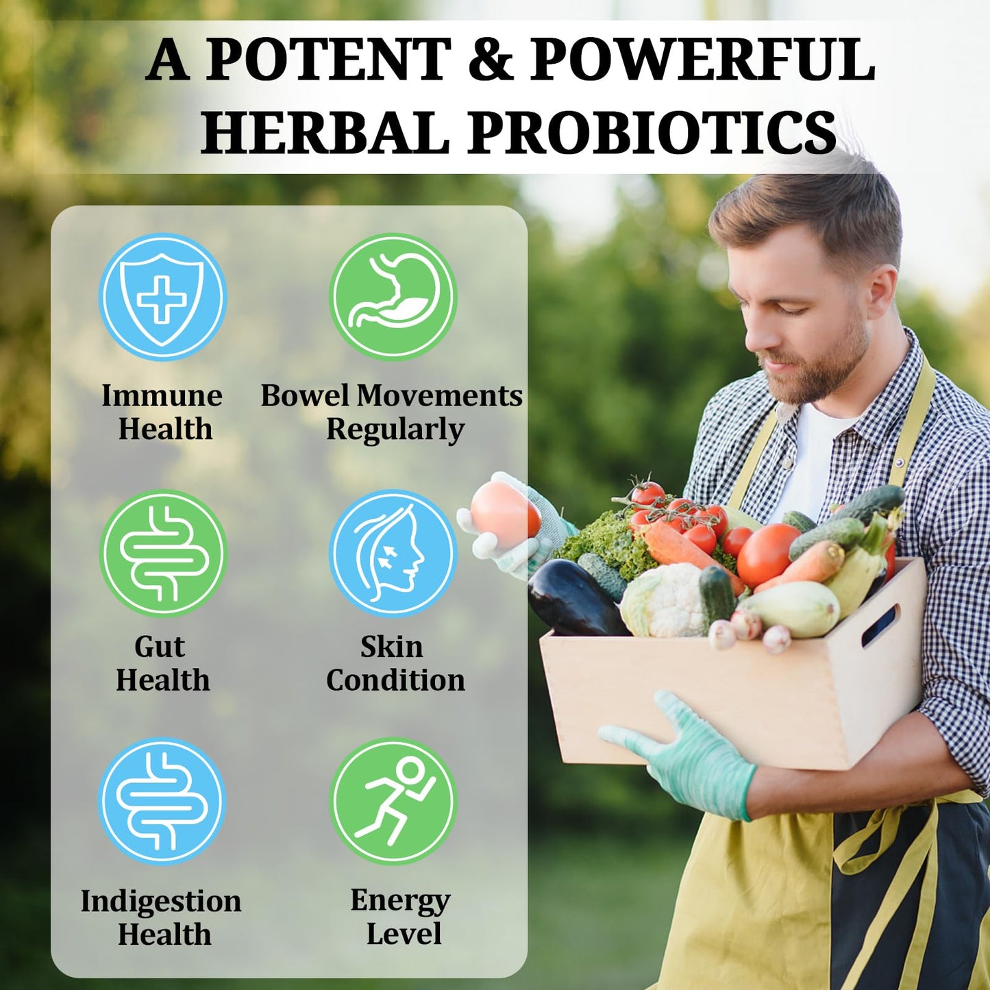 Gifinary Probiotics for Women & Men 300 Billion CFU, 24 Strains + 15 Organic Herbs Prebiotics Capsules, 120 Count