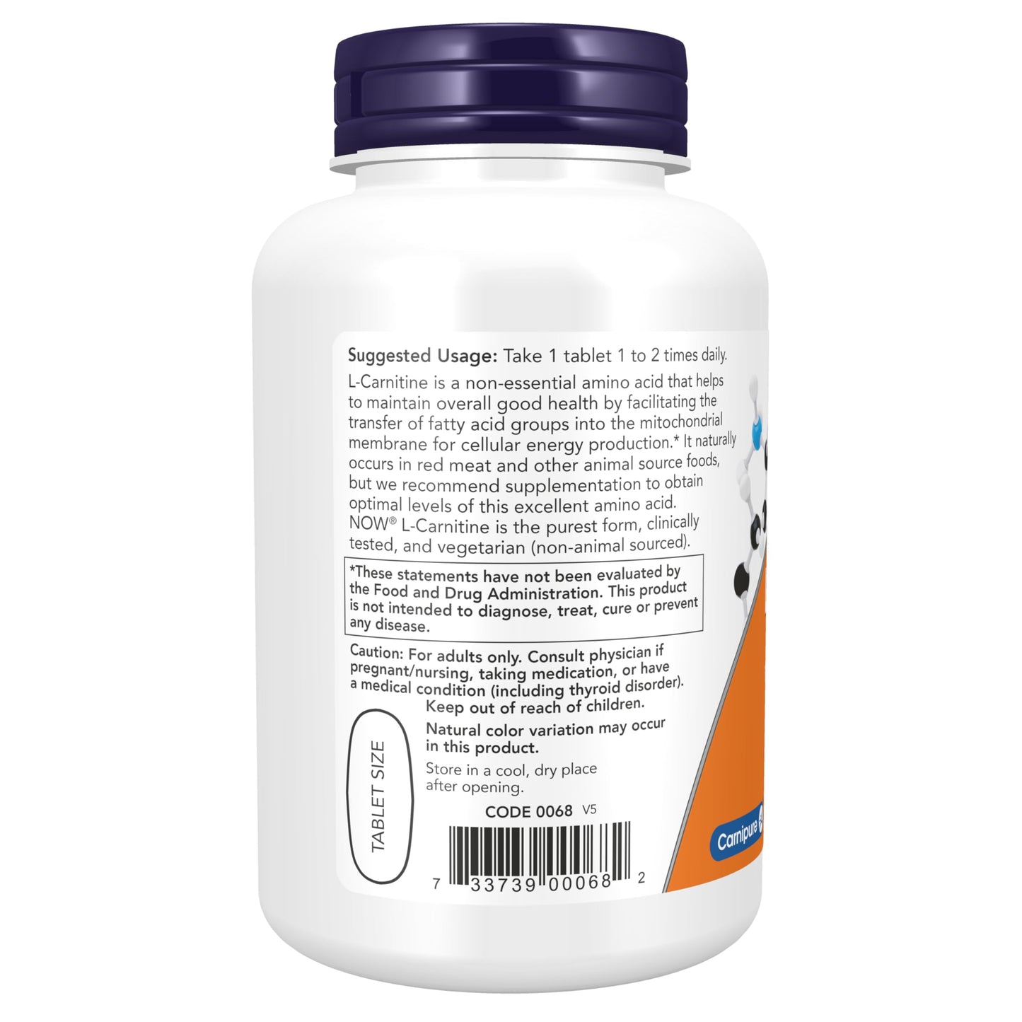 NOW Foods L-Carnitine 1000 mg Tablet, 100 Count