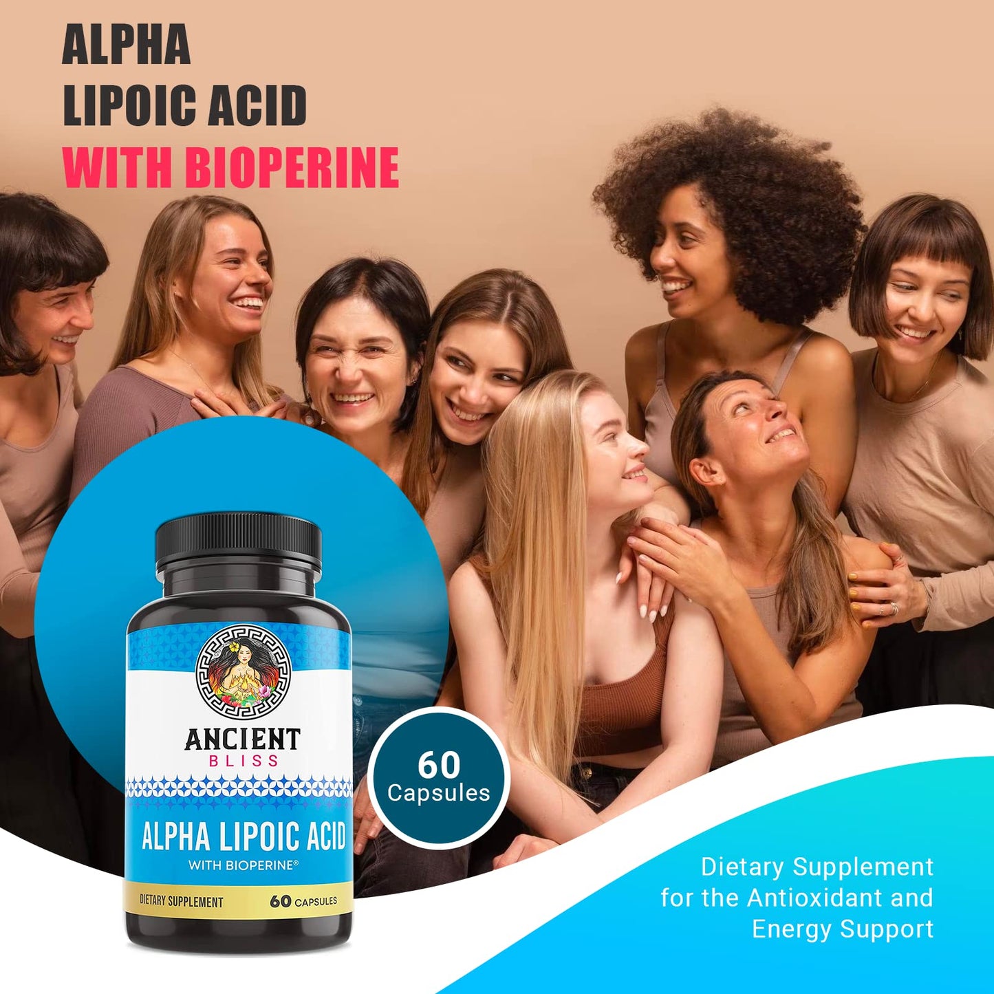 Ancient Bliss Alpha Lipoic Acid Supplement Capsules, 60 Count