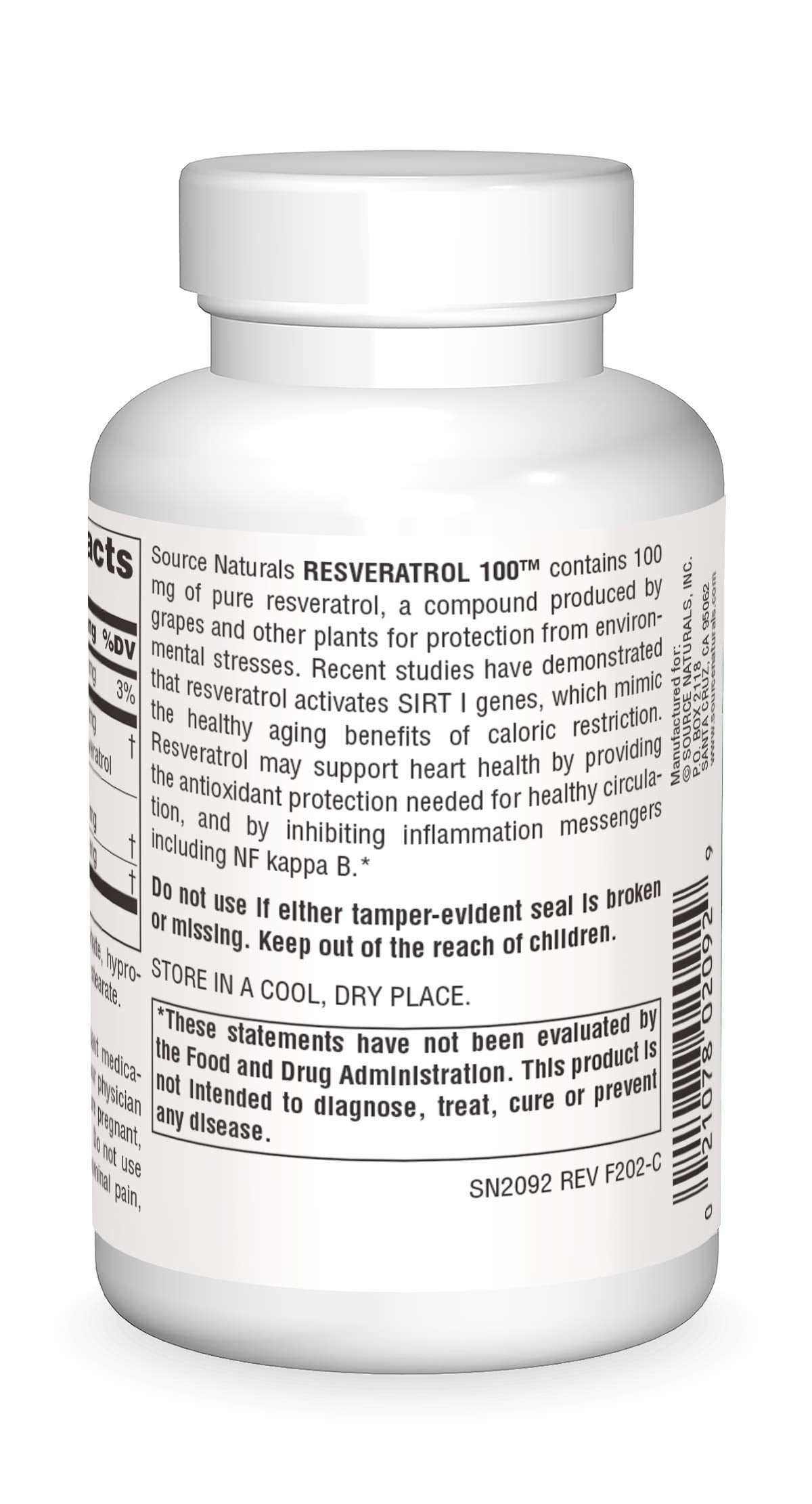 Source Naturals Resveratrol 100 mg Capsule, 120 Count