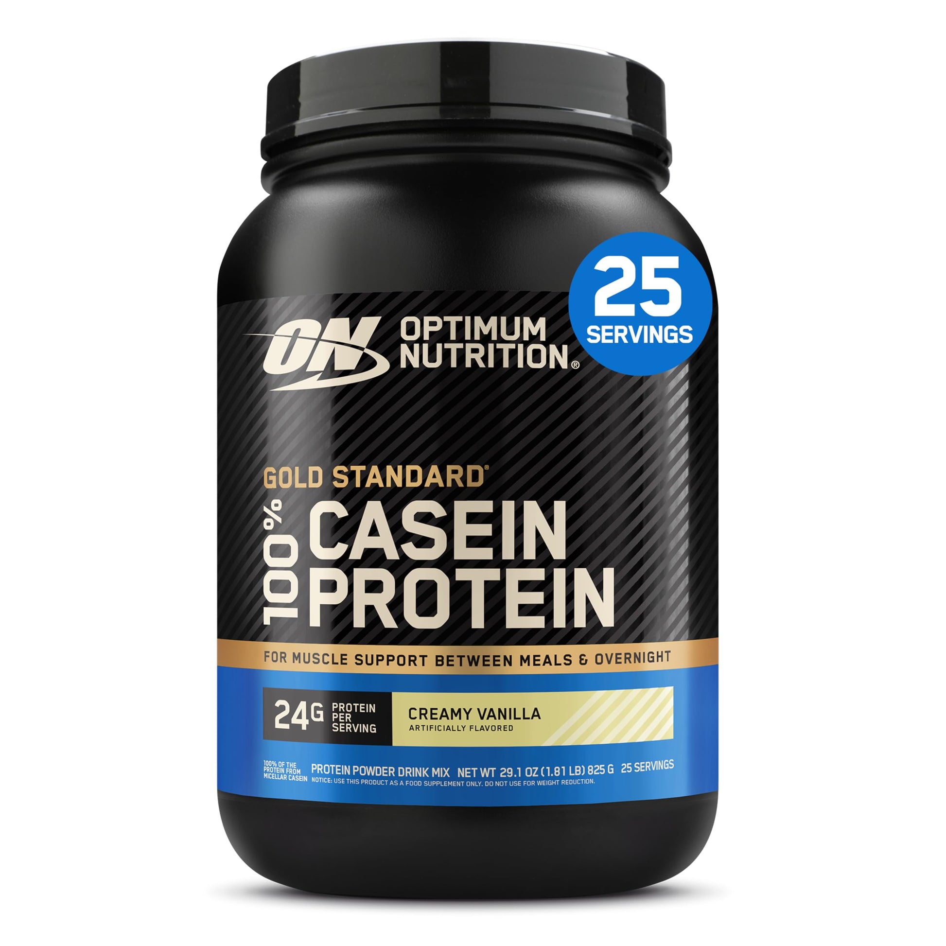 Optimum Nutrition Gold Standard 100% Micellar Casein Protein Powder, Creamy Vanilla, 2 Pound, 908