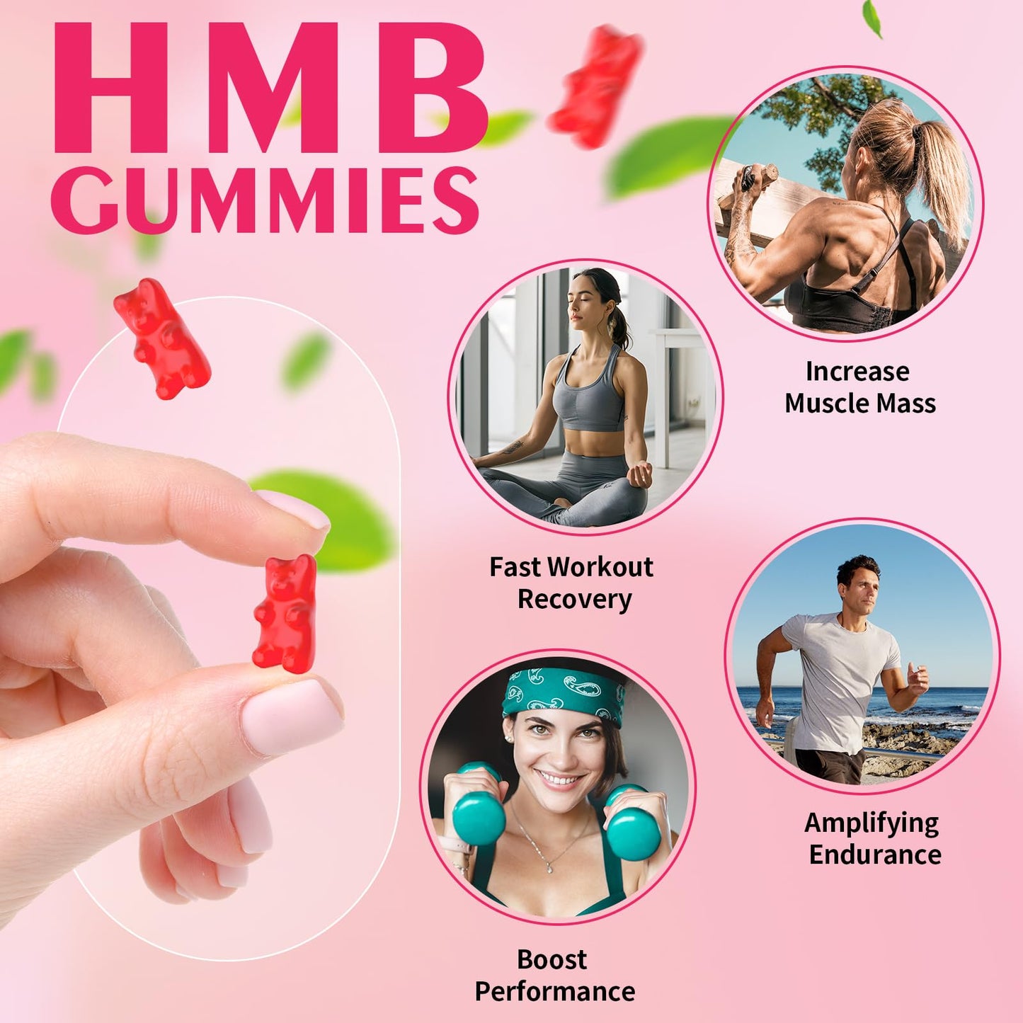 YUULAI HMB and L-Leucine Gummies, 60 Count