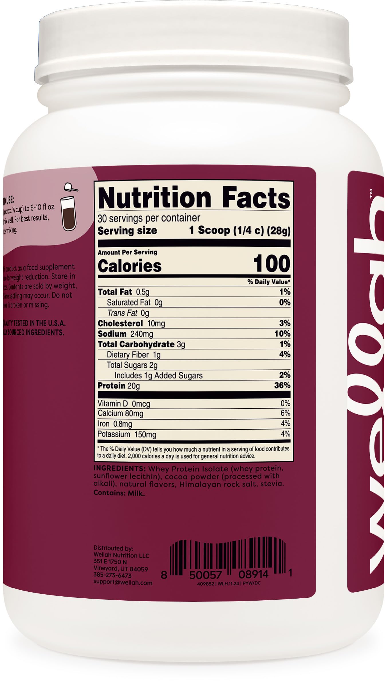 Wellah Protein Your Whey Whey Protein Isolate Powder 27.3