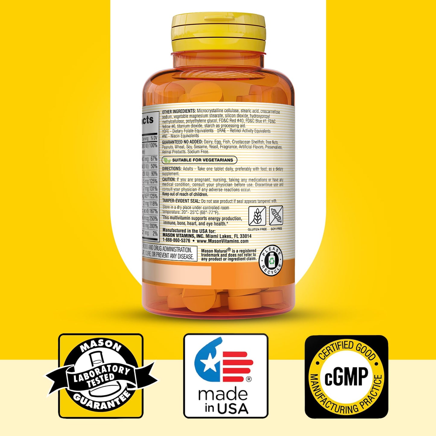 Mason Natural Mini Multivitamin with Iron & 12 Key Nutrients Tablet, 365 Count