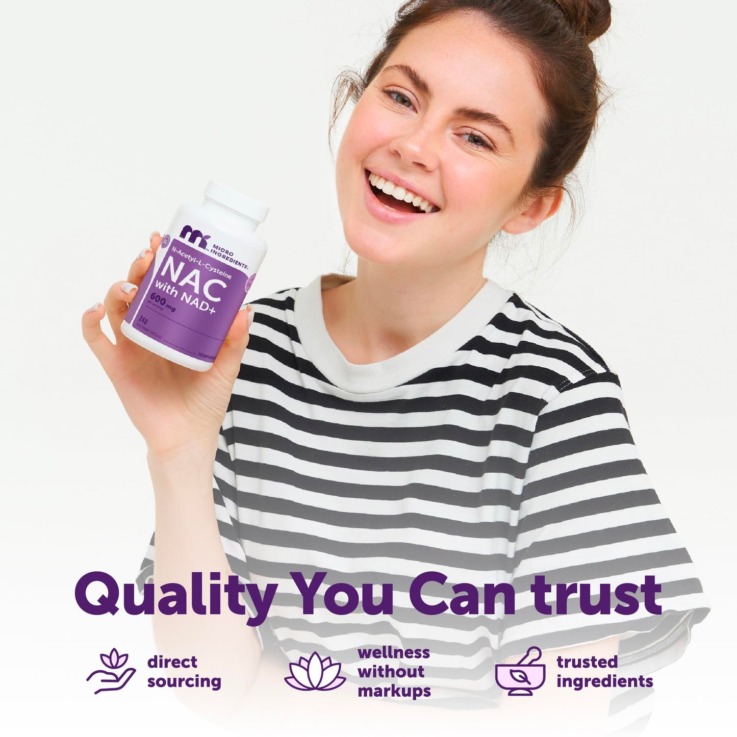 Micro Ingredients NAC with NAD+ 600 mg, 240 Capsules