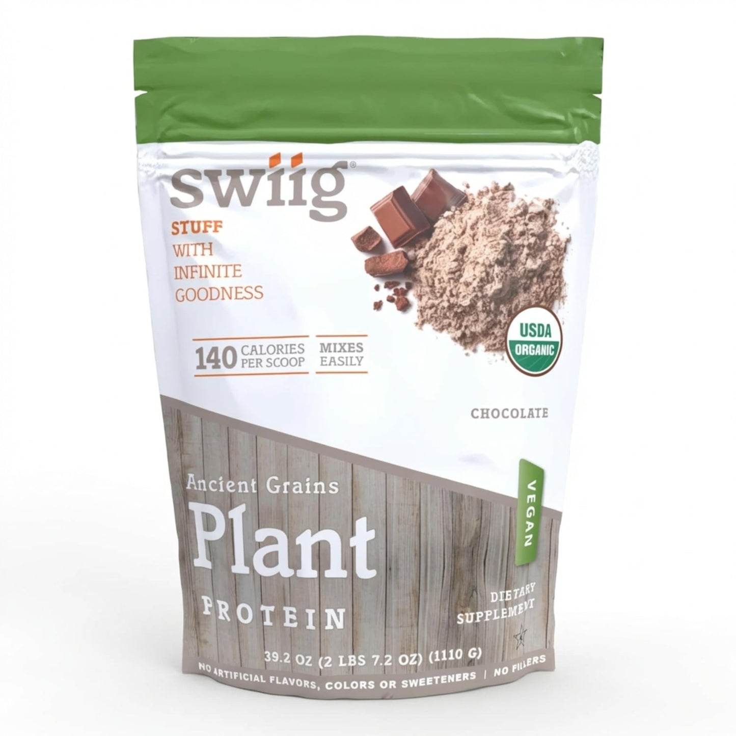 swiig Organic Plant Protein Powder Rich Chocolate, 39.6 Servings
