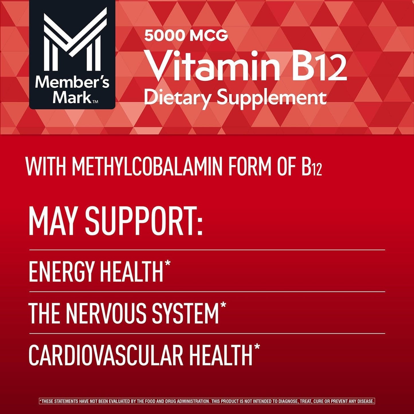 Member’s Mark Vitamin B12 Quick Dissolve Tablets, Cherry, 300 Count, 2 Pack