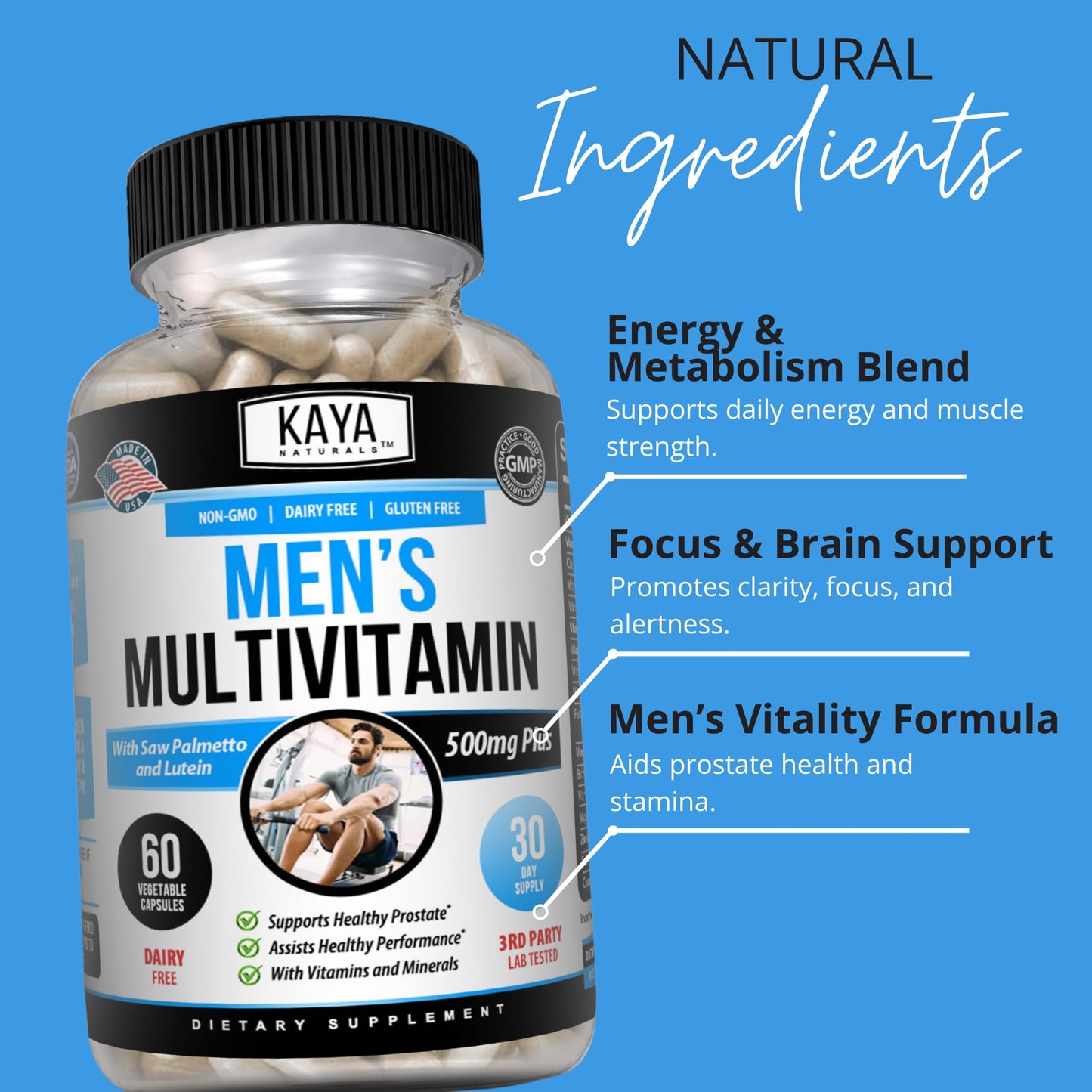 Kaya Naturals Men's Prostate Multivitamin Capsule, 60 Count