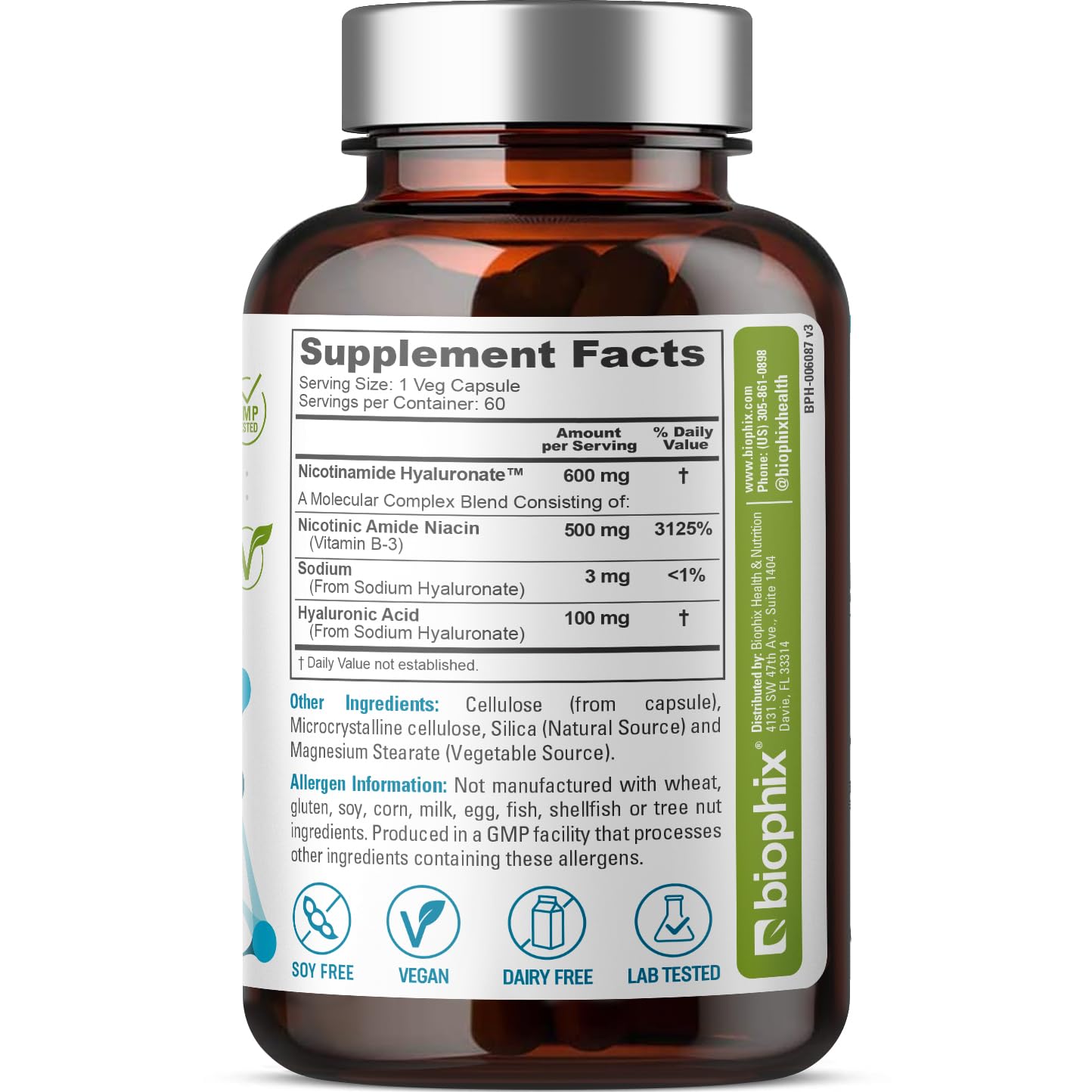 biophix Nicotinamide Hyaluronate 600 mg Capsule, 60 Count