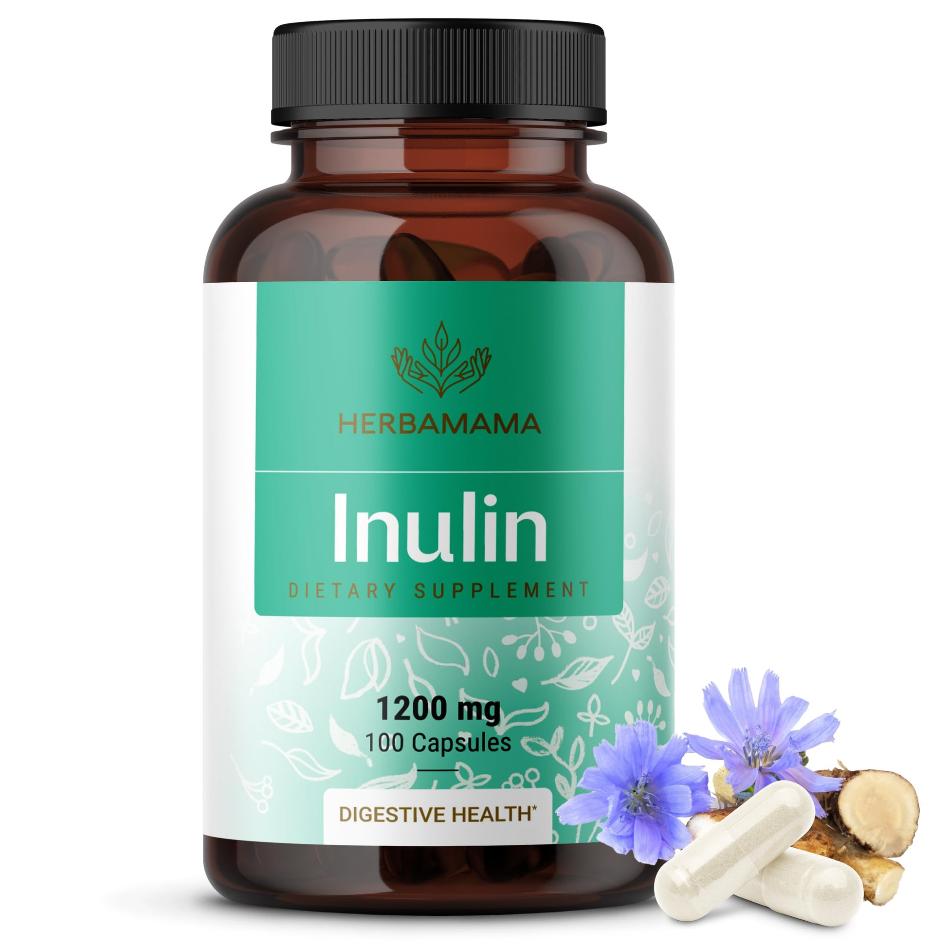 HERBAMAMA Inulin Powder Capsules 1200mg, 100 Capsules