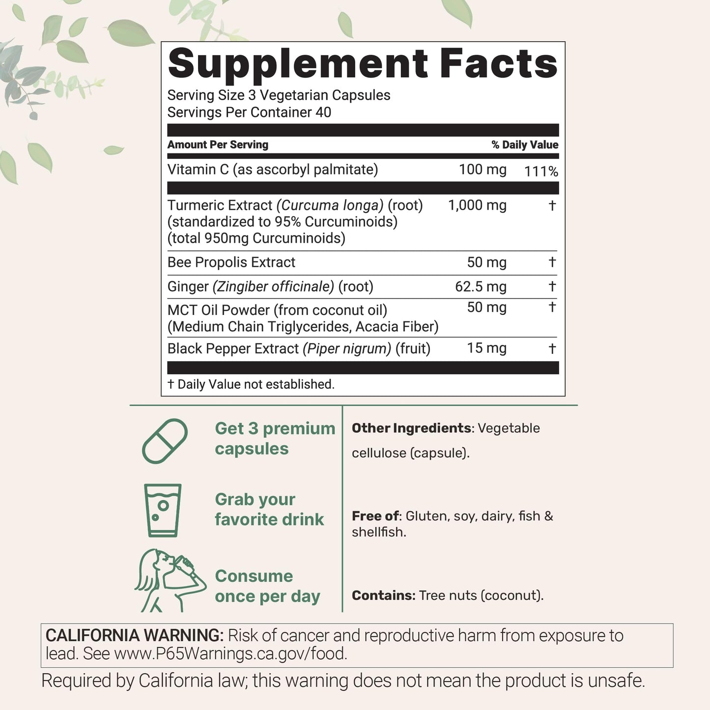 Micro Ingredients Pure Turmeric Curcumin Supplement 1,000mg – 95% Curcuminoids with Black Pepper & Ginger, 240 Veggie Capsules