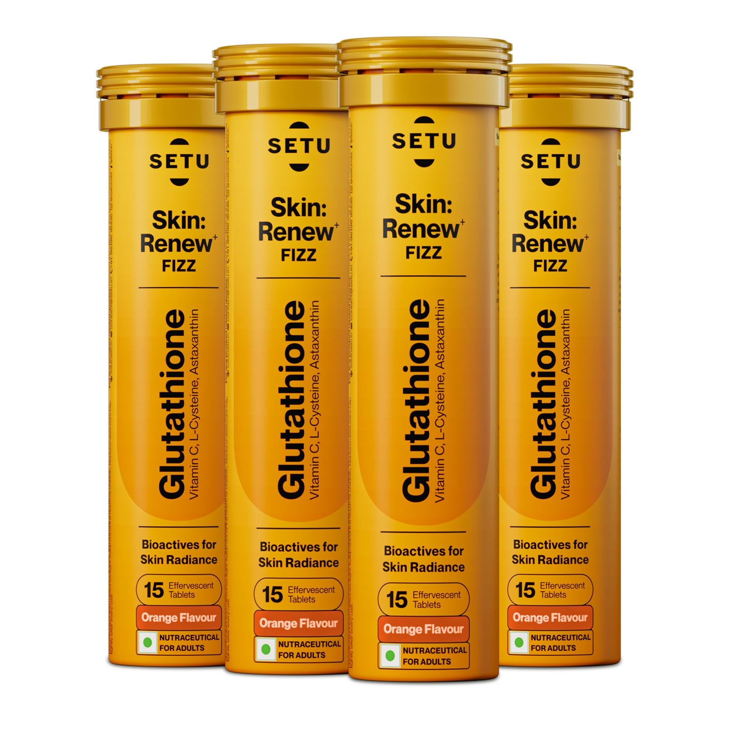 SETU Glutathione Effervescent Tablets with 500mg L-Glutathione & Vitamin C, 60 Tablets