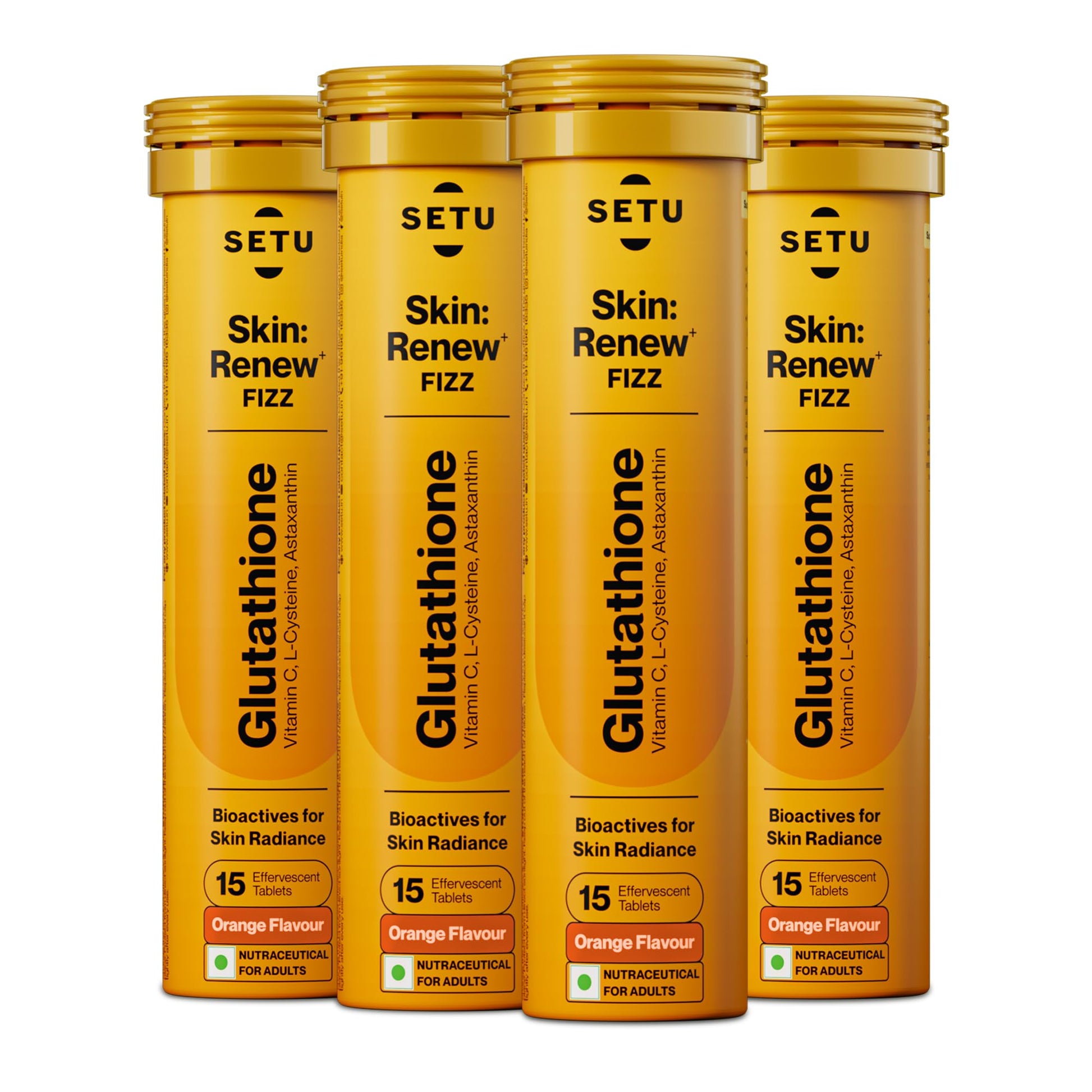 SETU Glutathione Effervescent Tablets with 500mg L-Glutathione & Vitamin C, 60 Tablets