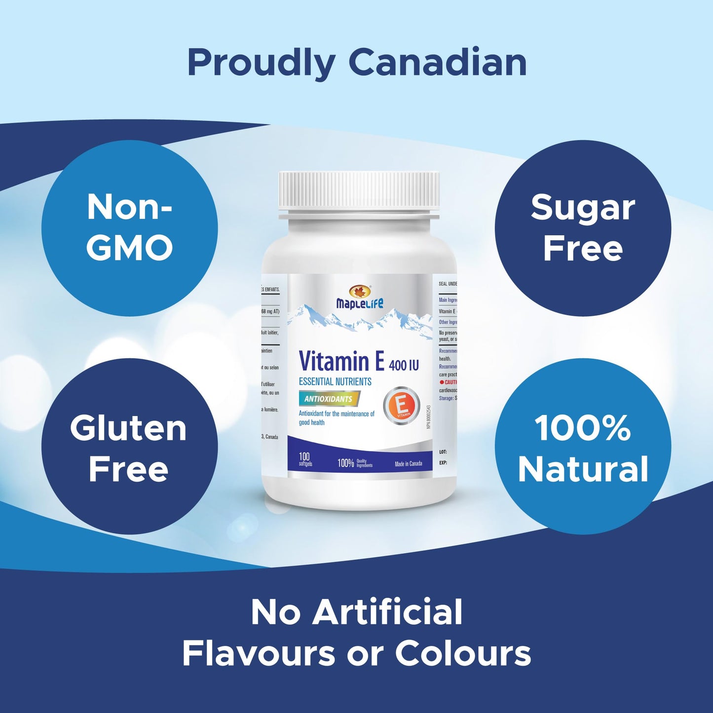 MapleLife Vitamin E 400IU Natural Softgels, 100 Count