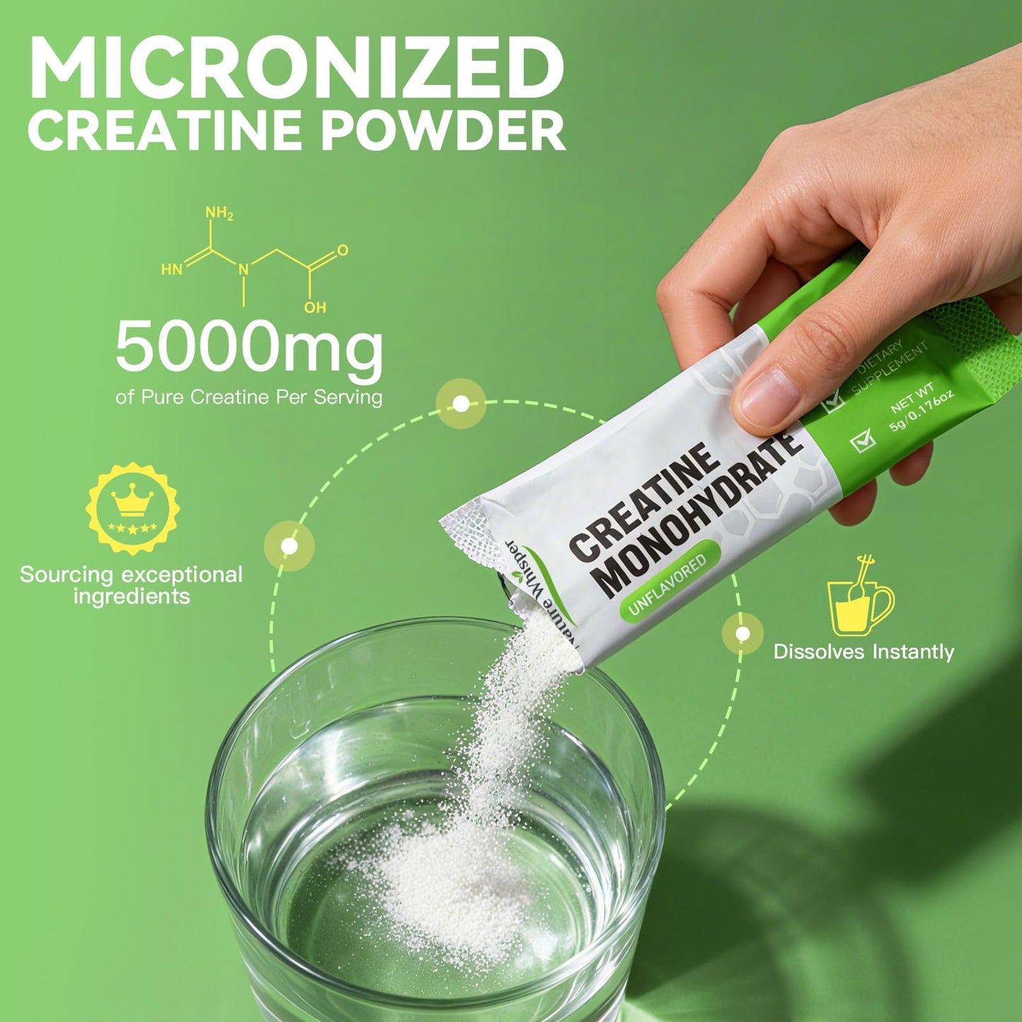 Nature Whisper Creatine Monohydrate Powder Travel Packs 1.76 Ounce