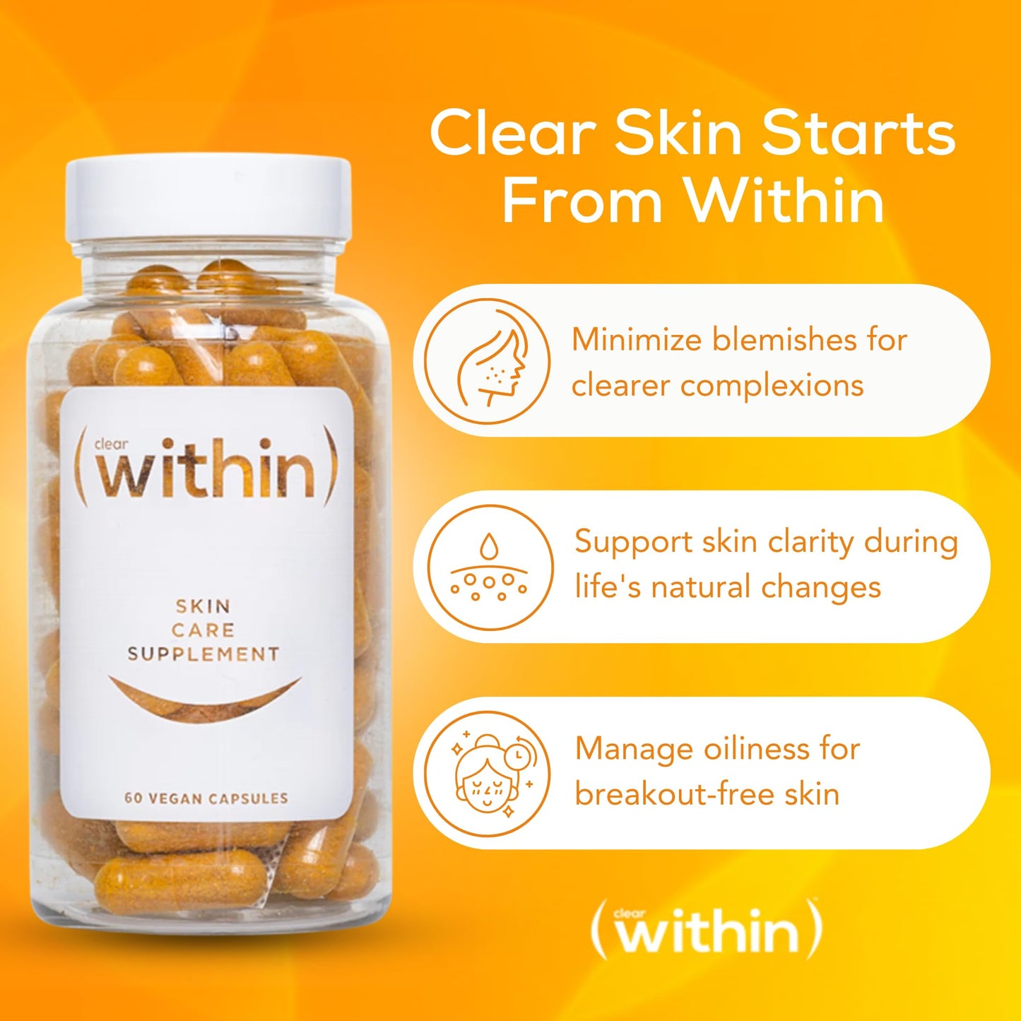 Clear Within Clear Skin Vitamin Capsules, 60 Count