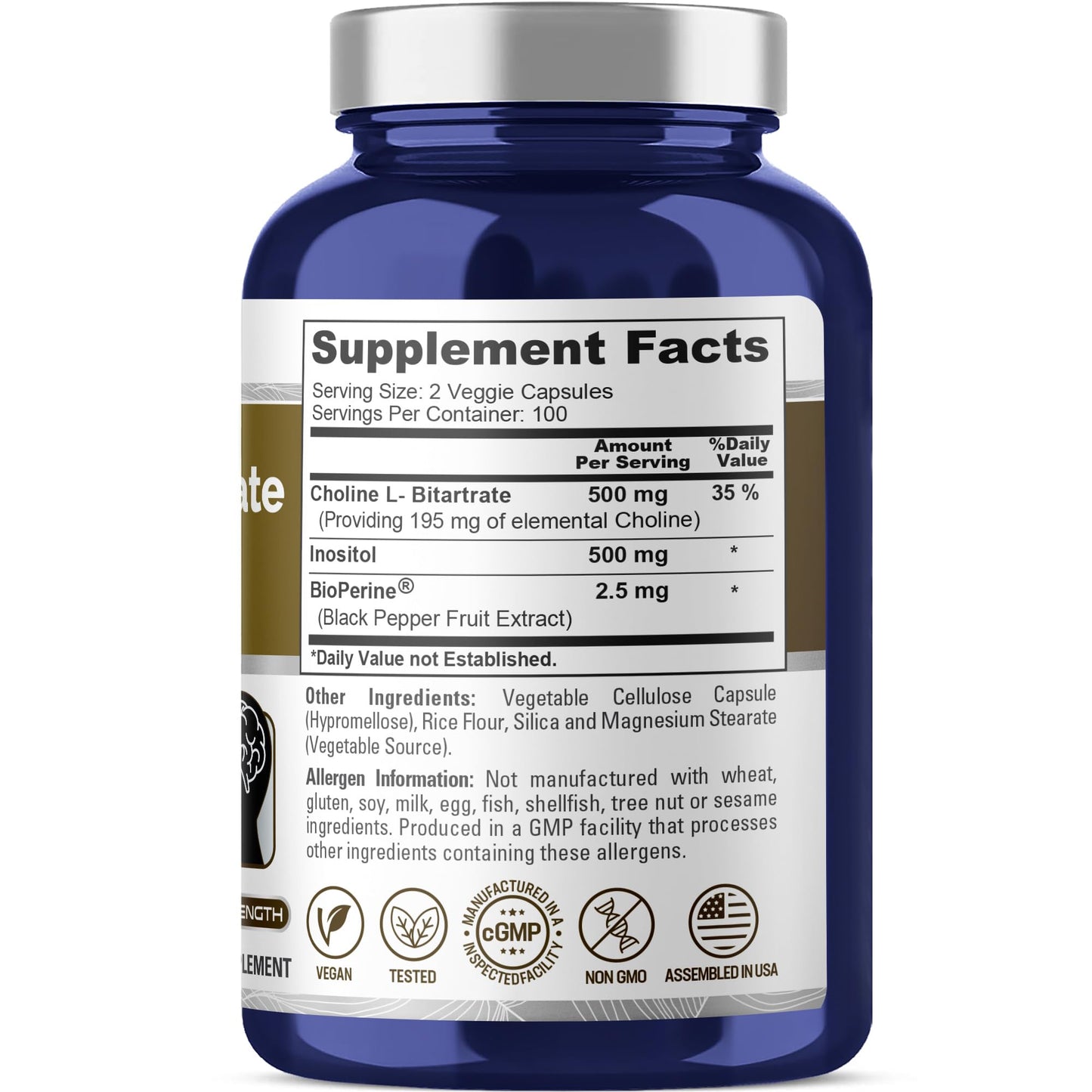 NusaPure Choline & Inositol Capsules 200 Count