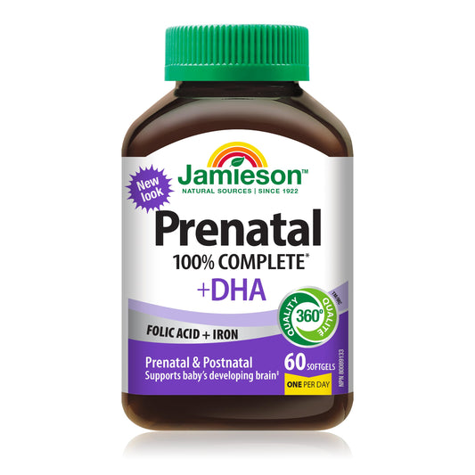 Jamieson Laboratories PRENATAL Complete Multivitamin with DHA Supplement Softgels 60