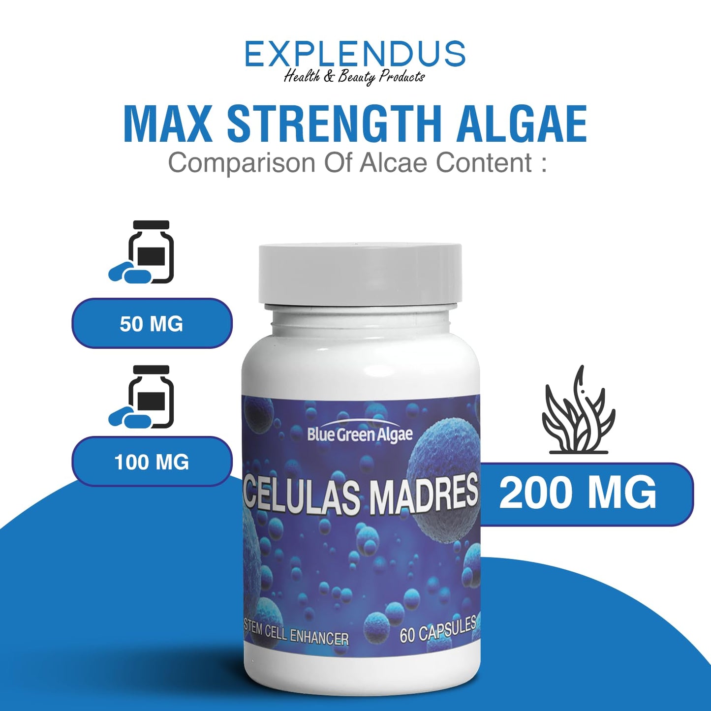 Generic Stem Cell - Celulas Madres Supplement for Anti-Aging & Longevity Non-GMO Gluten-Free Vegetarian Capsules 60 Count
