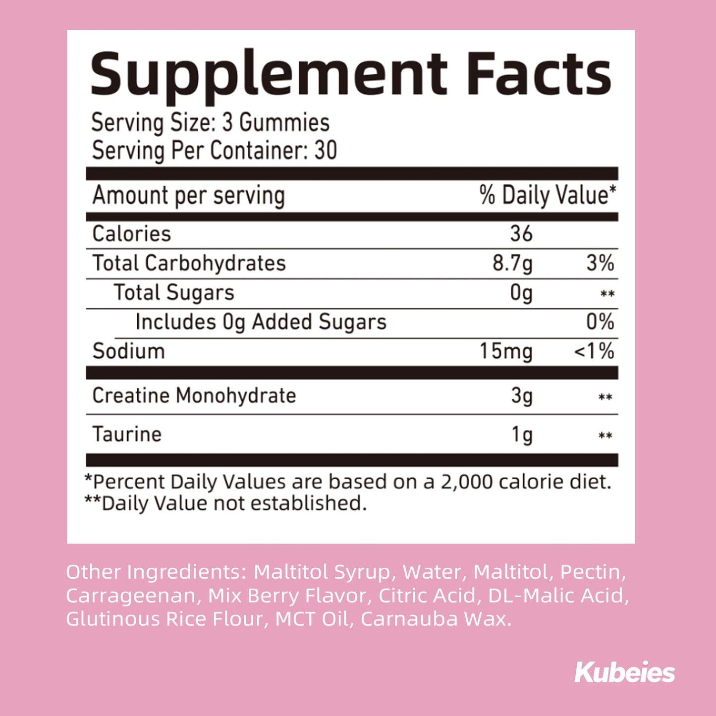 Kubeies Creatine Gummies for Women Gummy 90 Count
