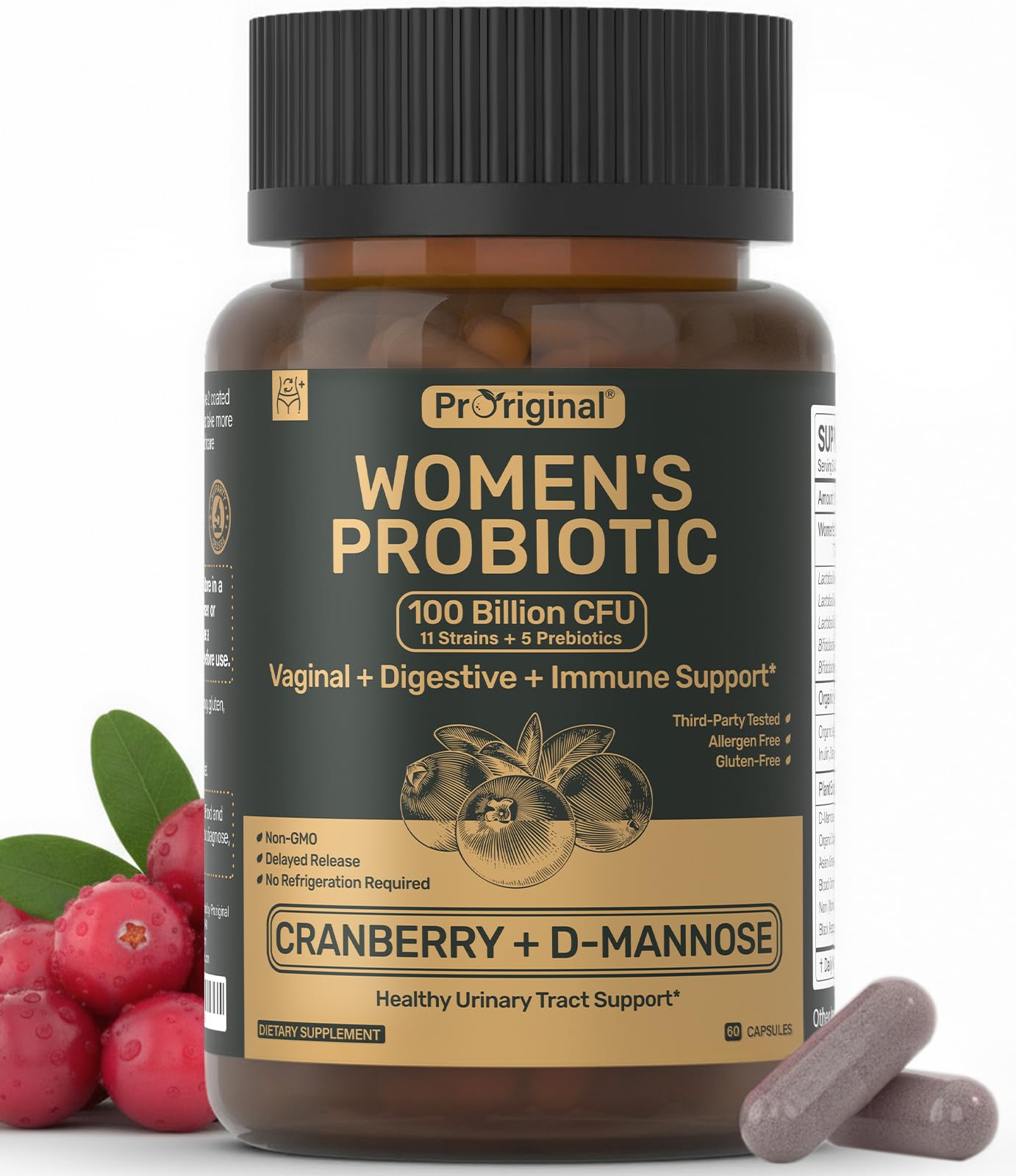 Proriginal Probiotics for Women 100 Billion CFU, 11 Strains Capsules, 60 Count