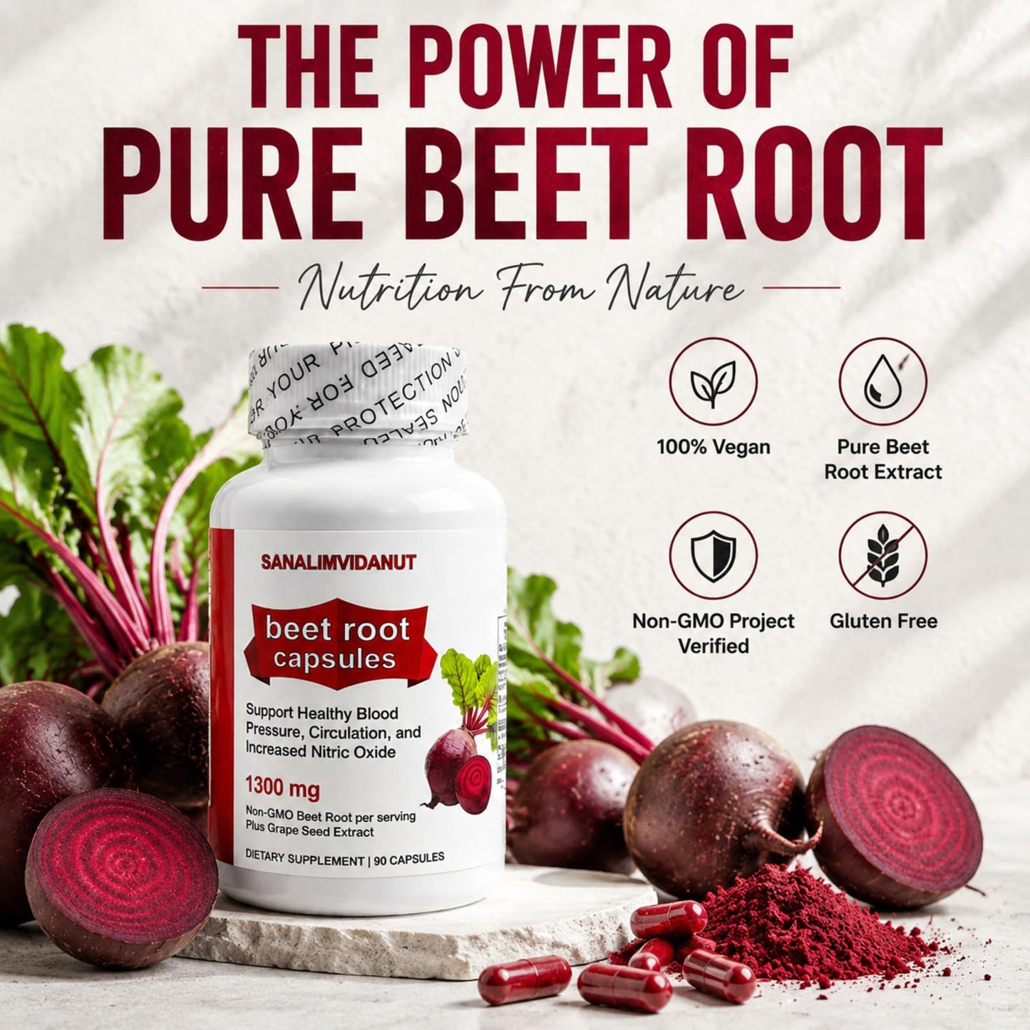 ULIKEATM Organic Beet Root Softgels, 90 Count
