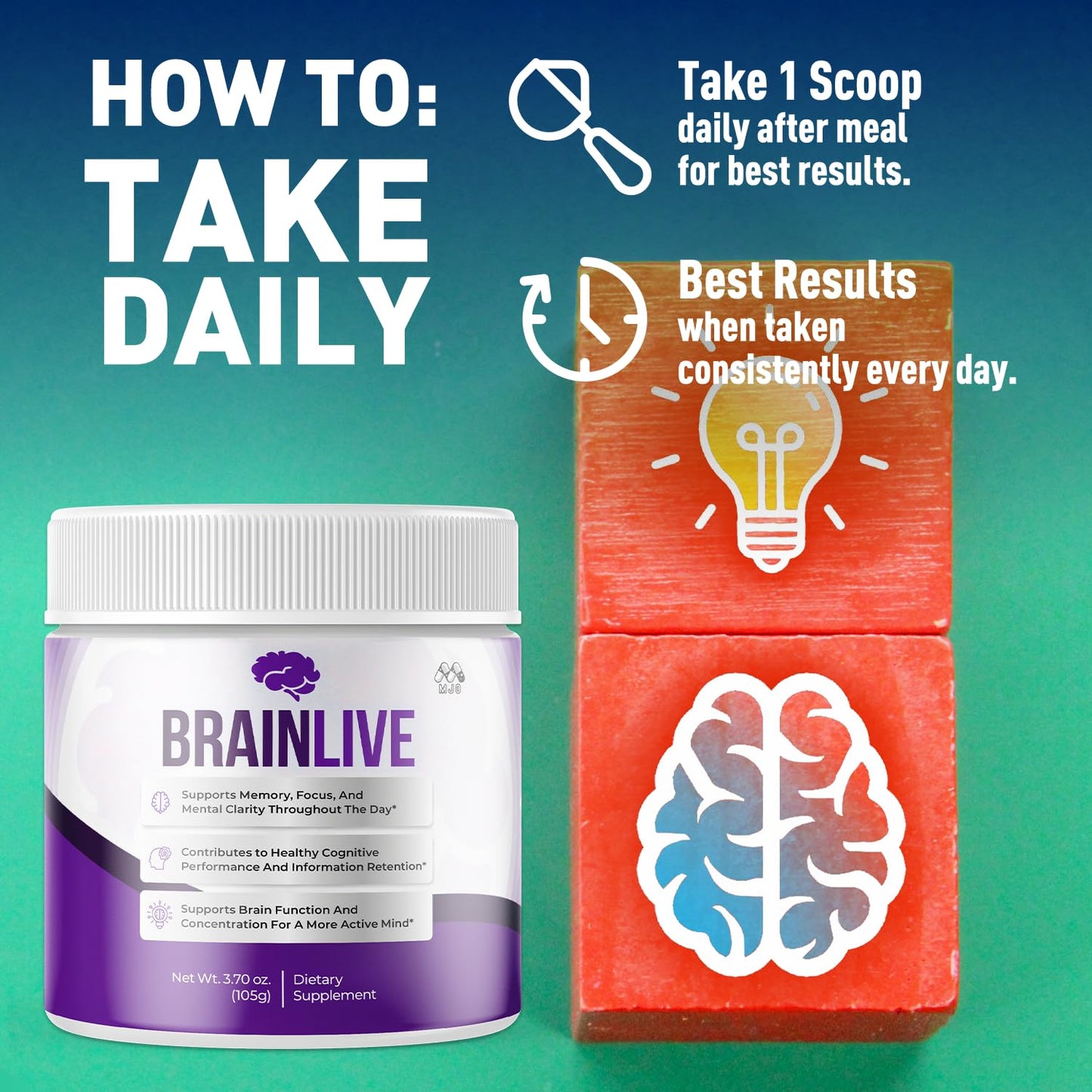 MJO Brainlive Powder 17.5 Ounces