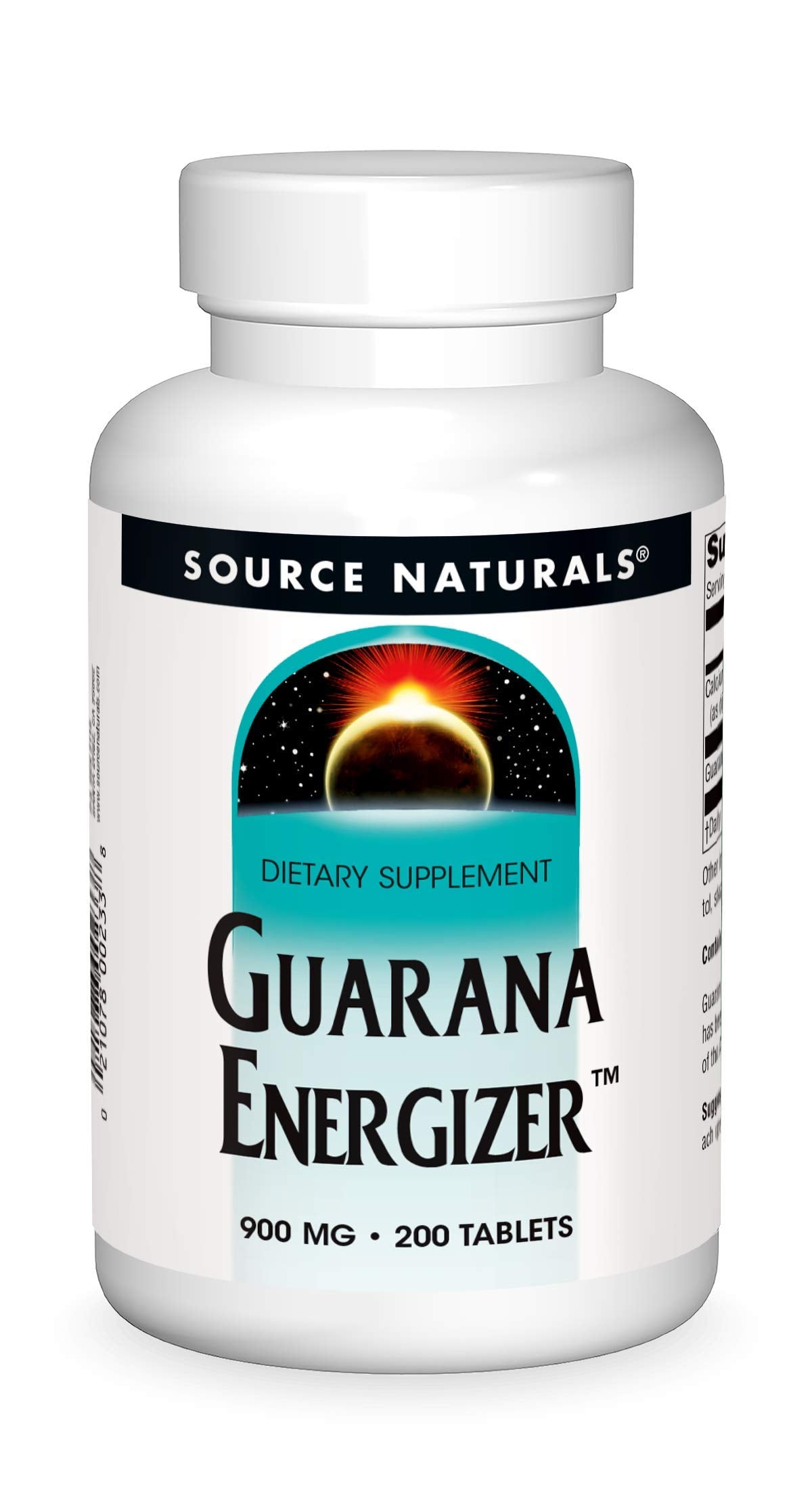 Source Naturals Guarana Energizer 900 mg Caffeine and Energy, Tablet, 200 Tablets