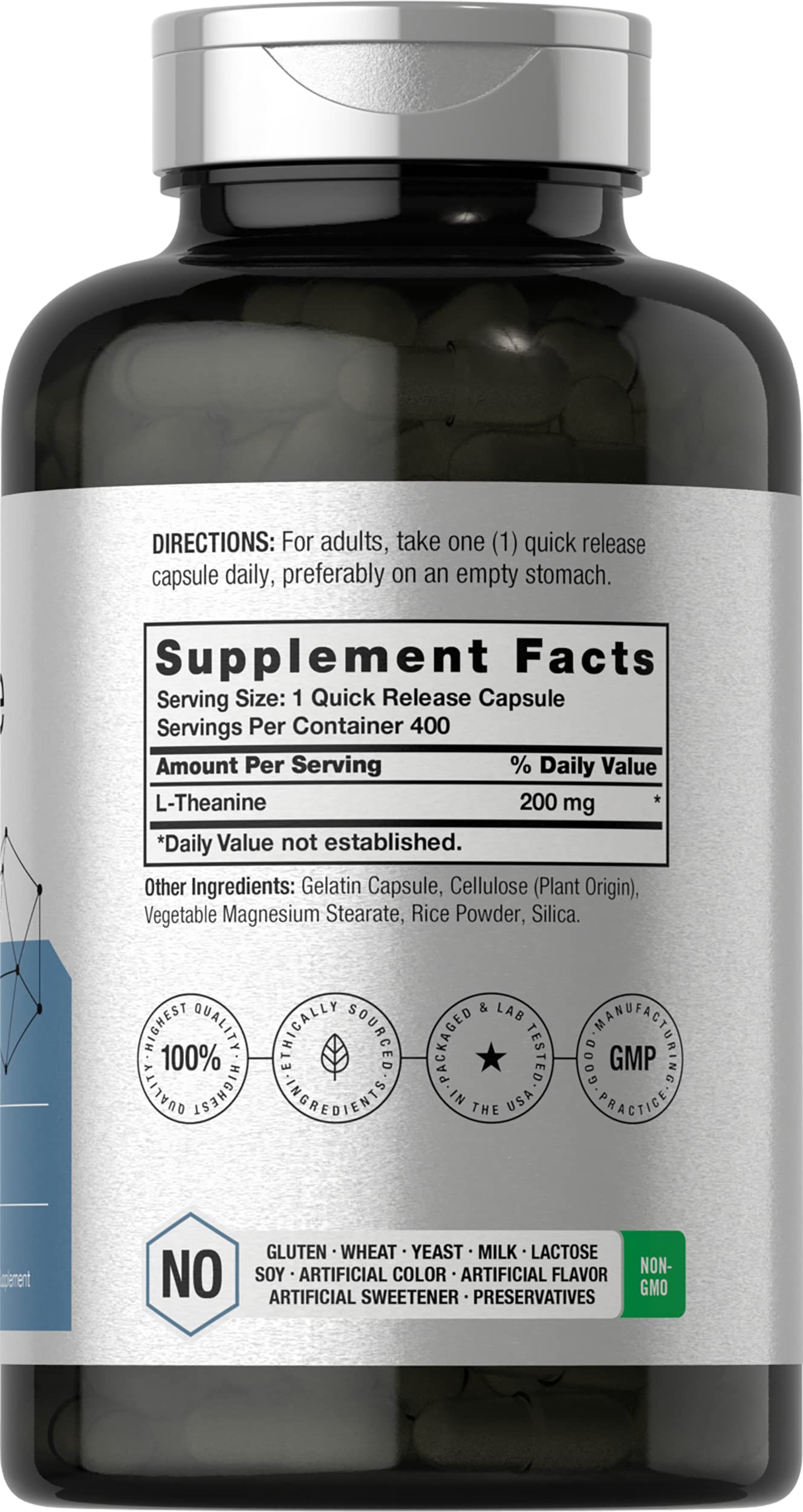 Horbäach L-Theanine 200mg Capsules, 400 Count