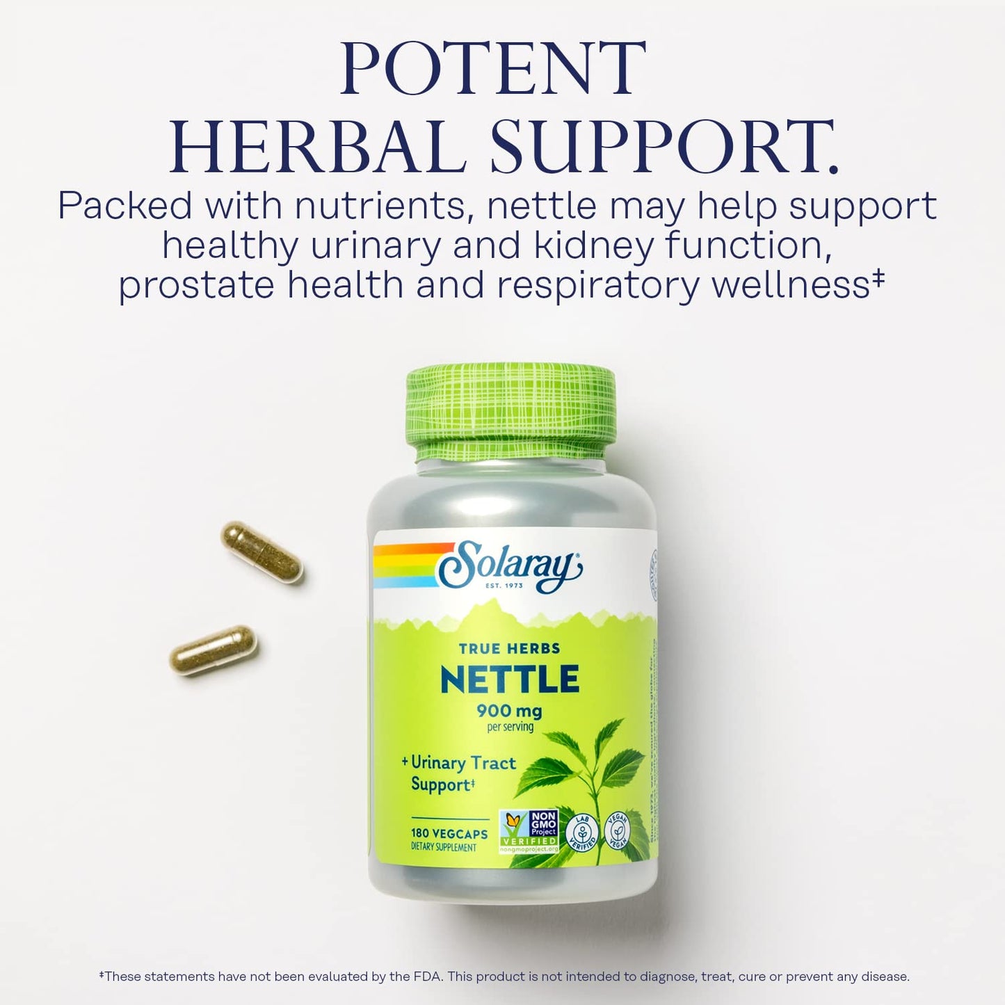 SOLARAY Nettle Leaf 450 mg Capsules, 180 Count