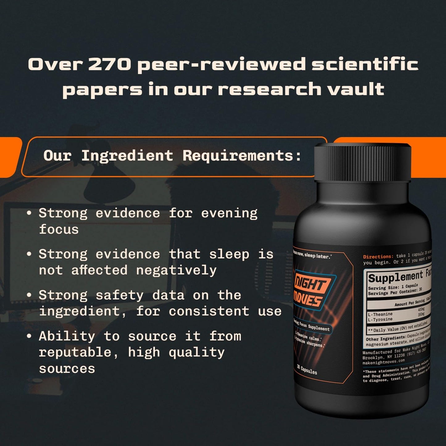 Night Moves Non-Caffeine Focus Supplement Capsule 30 Count