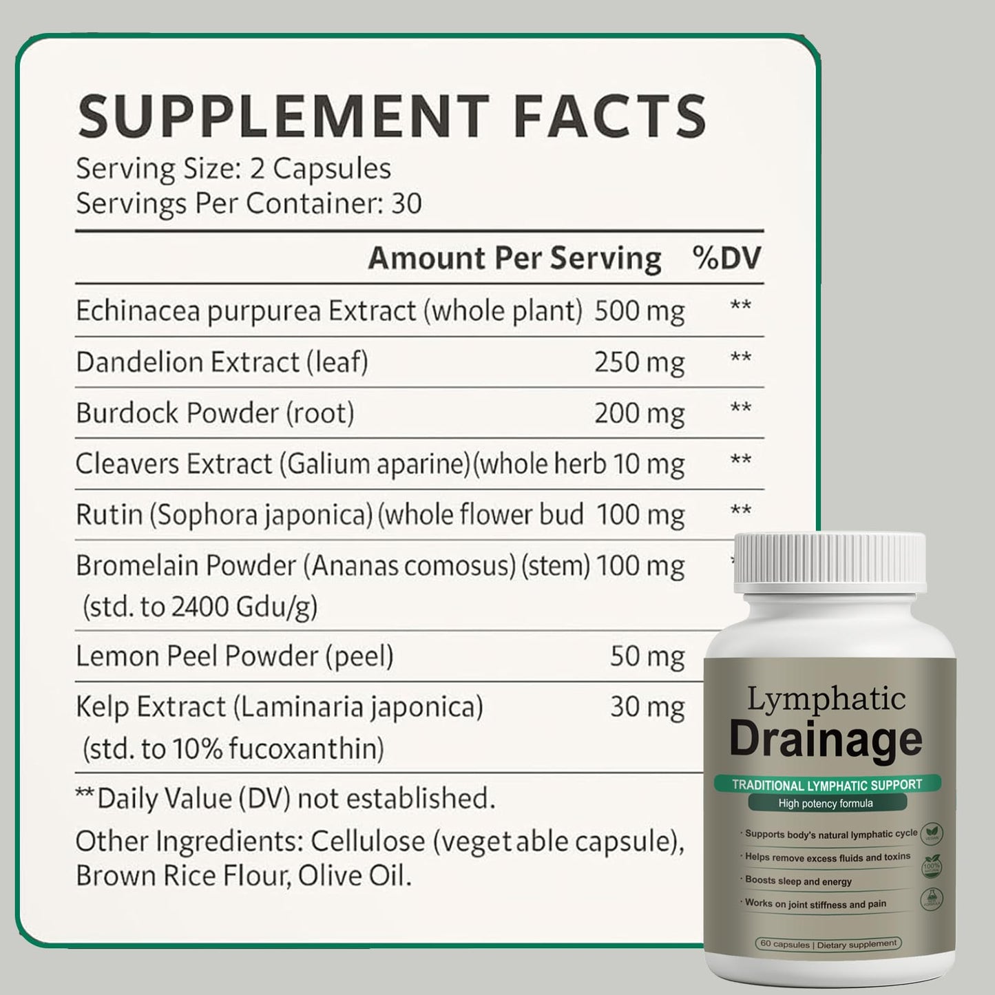 Qiuumey Lymphatic Drainage Capsules 60 Count