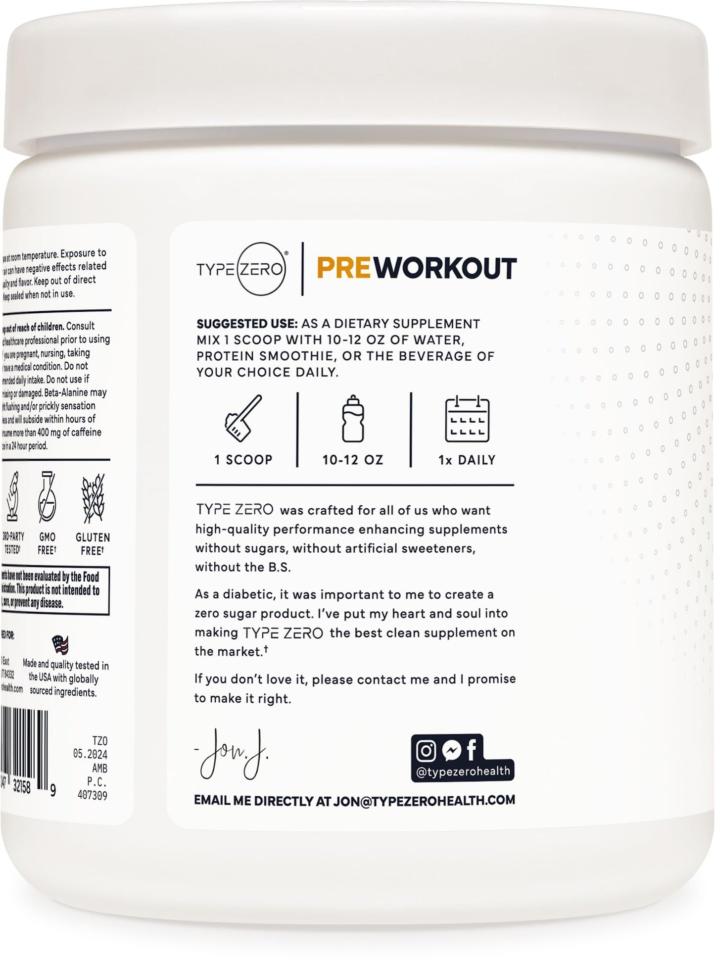 Type Zero Amino Burn Vegan BCAAs + Pre-Workout Pina Colada Flavored Powder 11.6 Ounce