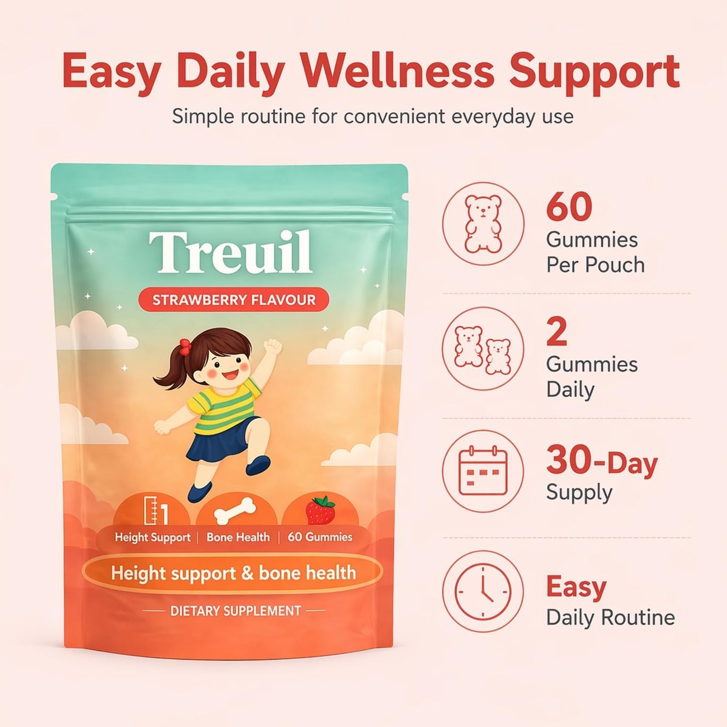 Treuil Novexa Gummies for Bone Health & Daily Vitality Support, 60 Count