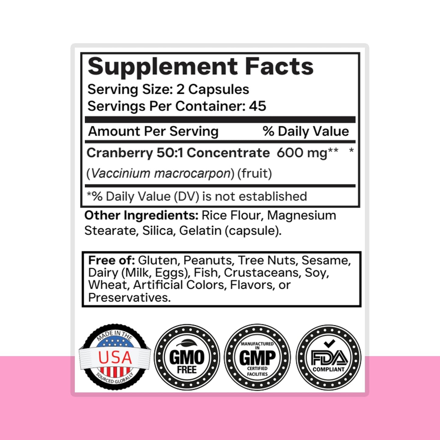 tnvitamins Cranberry Pills for Women Ultra-High Potency Cranberry Concentrate Extract Capsules, 90 Capsules